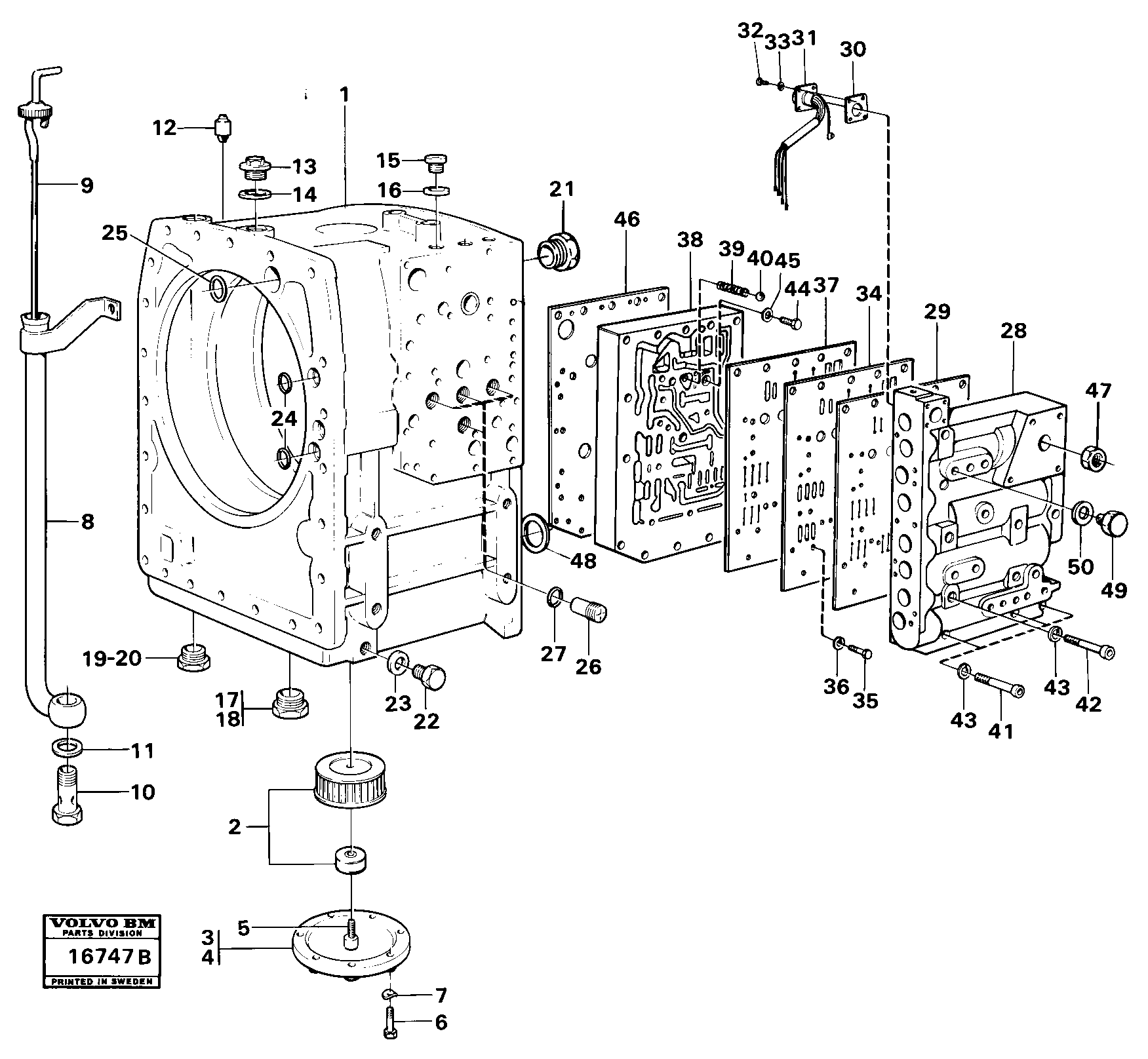 Схема запчастей Volvo 4600 4600 - 2054 Gearboxhousing with valves filter 