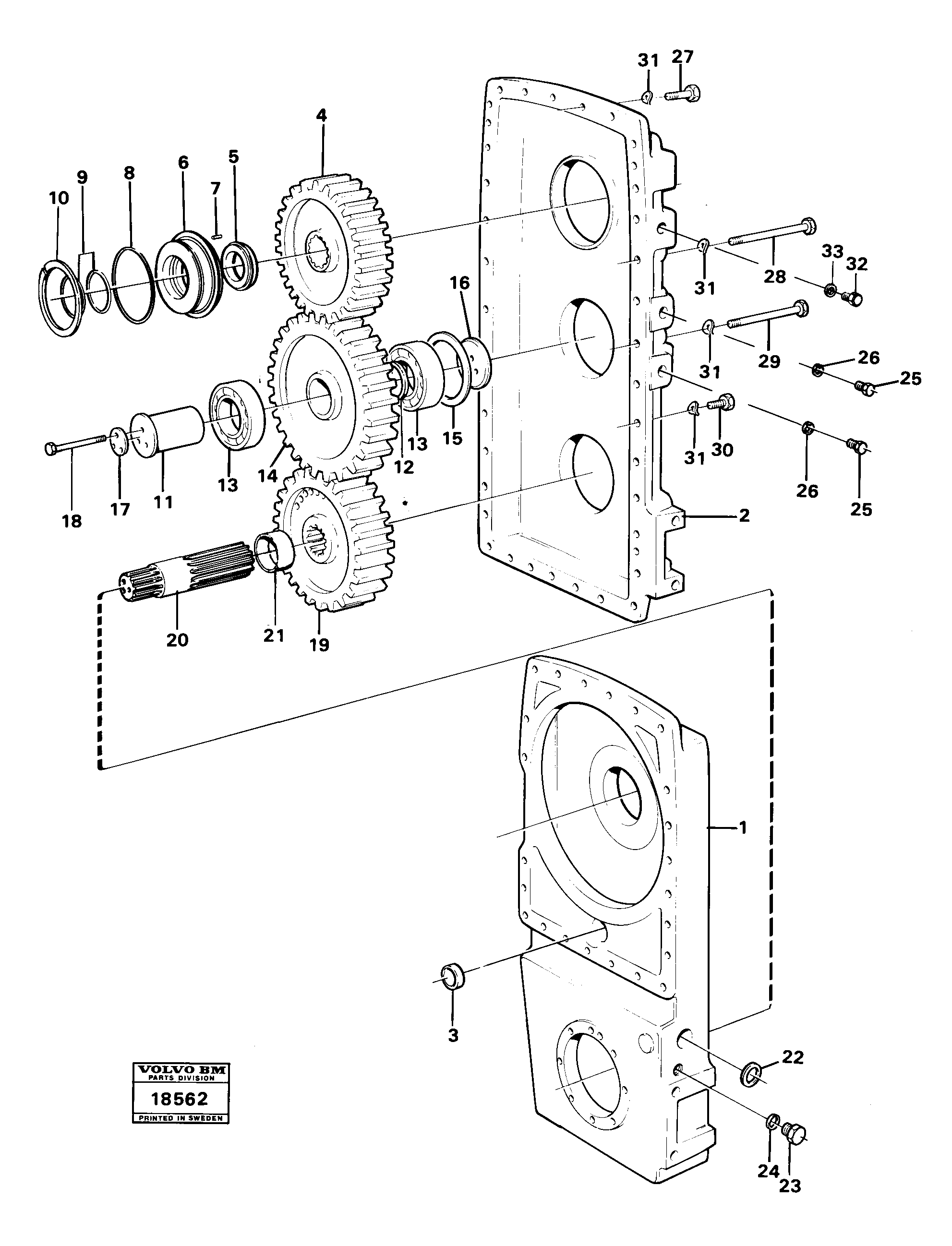 Схема запчастей Volvo 4600 4600 - 26363 Drop box: gears and shafts 