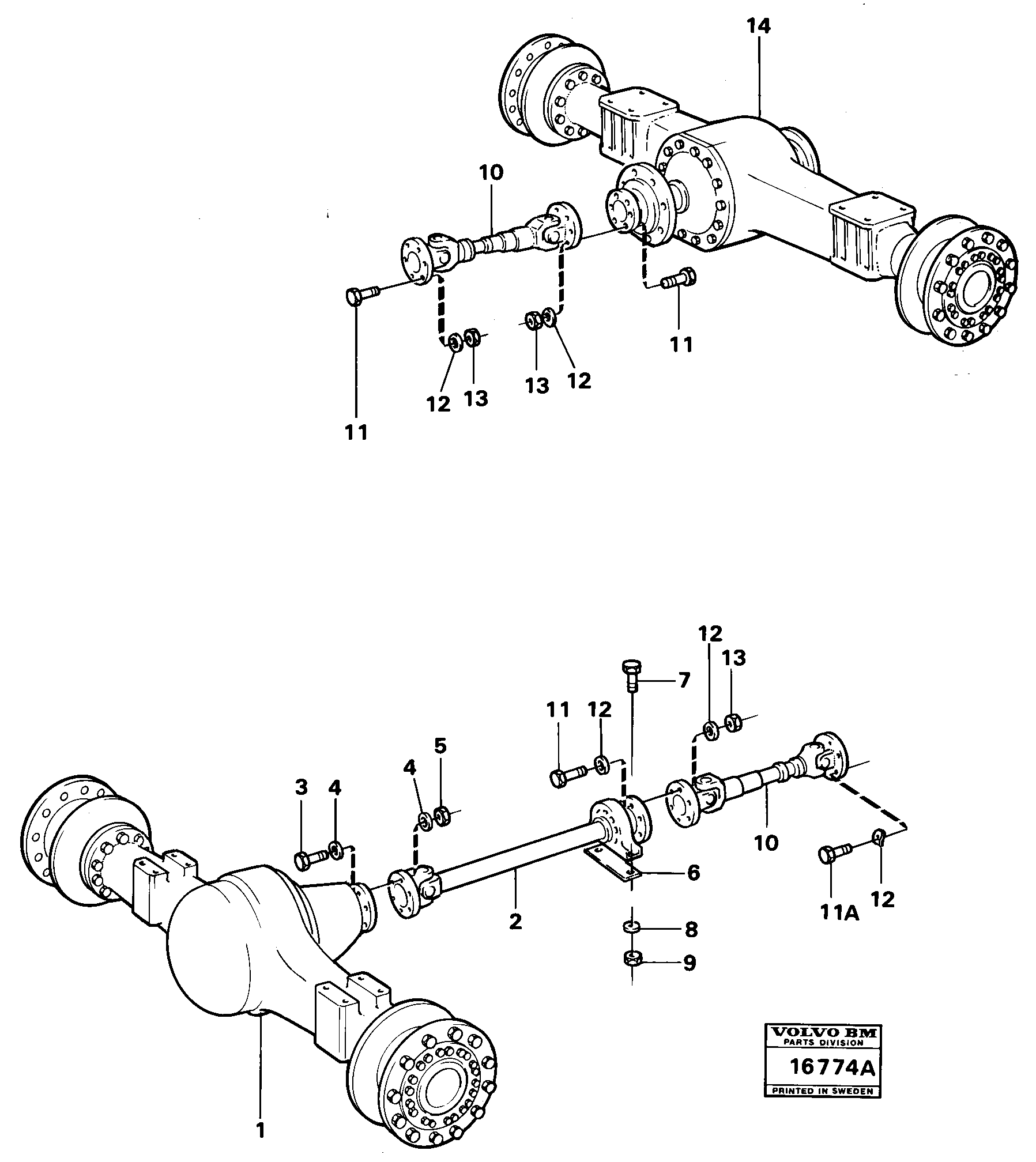 Схема запчастей Volvo 4600 4600 - 16424 Propeller shafts with fitting parts 