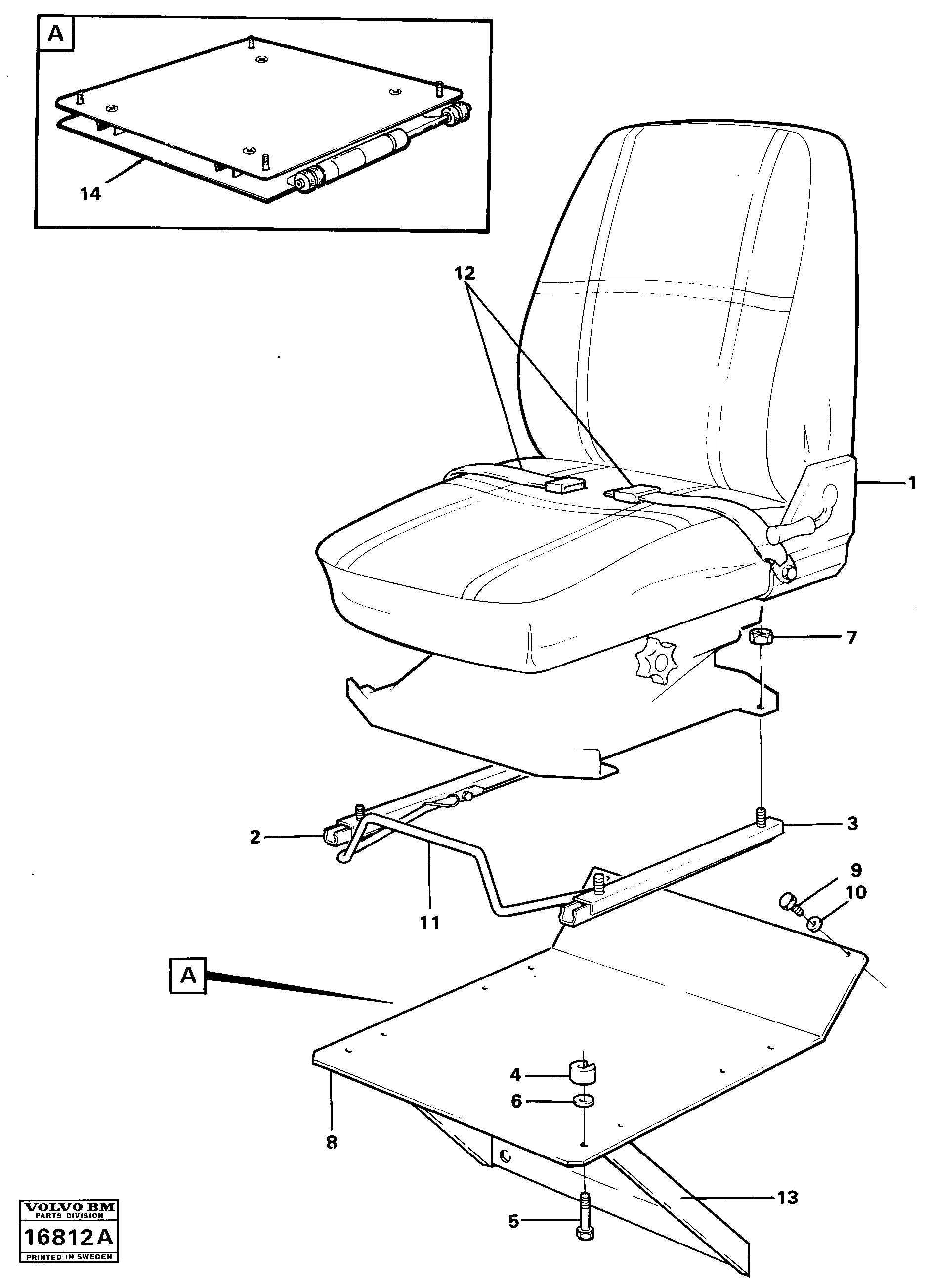 Схема запчастей Volvo 4600 4600 - 173 Operator seat with fitting parts 