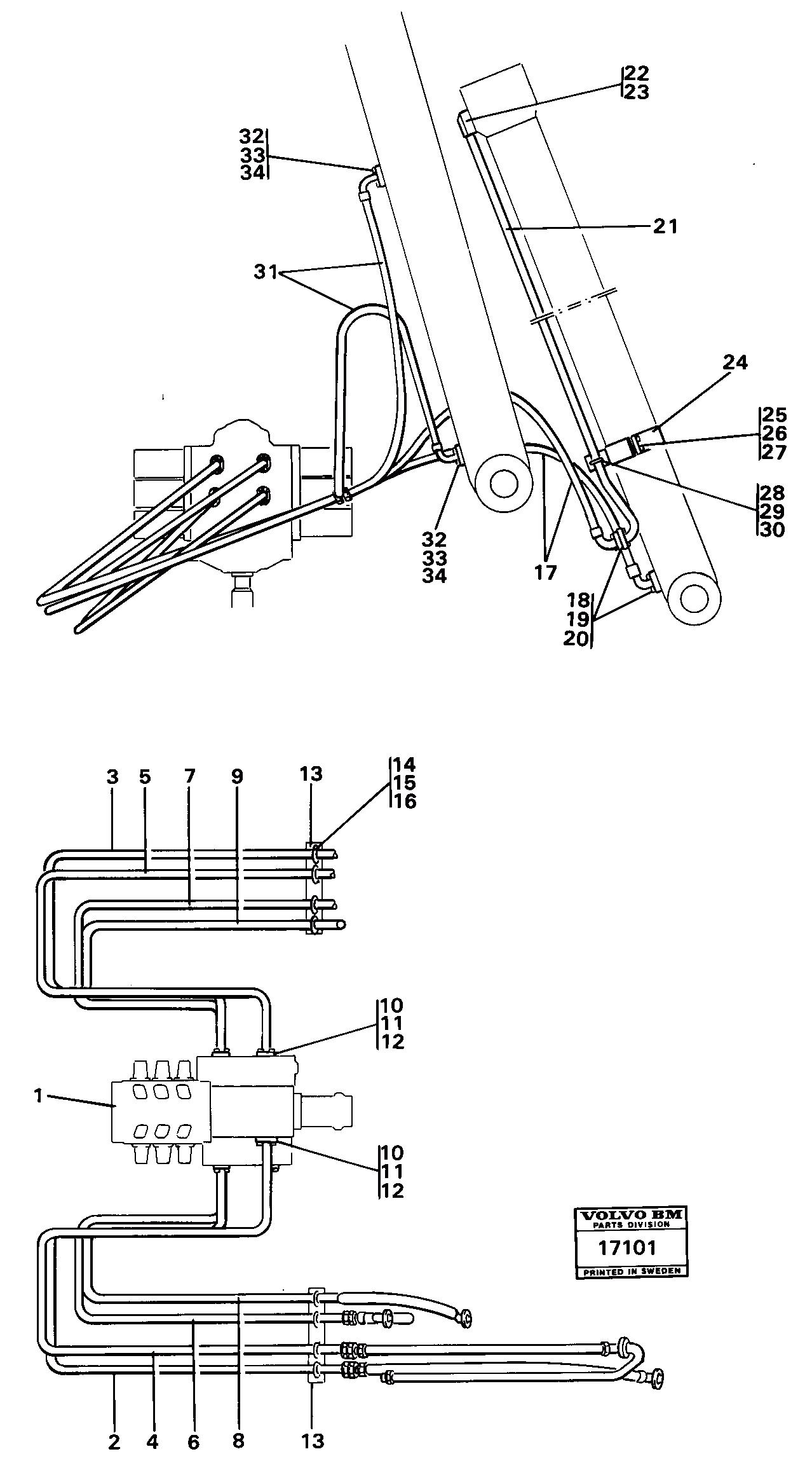 Схема запчастей Volvo 4600 4600 - 37564 Hydraulic system lifting and tilting System 