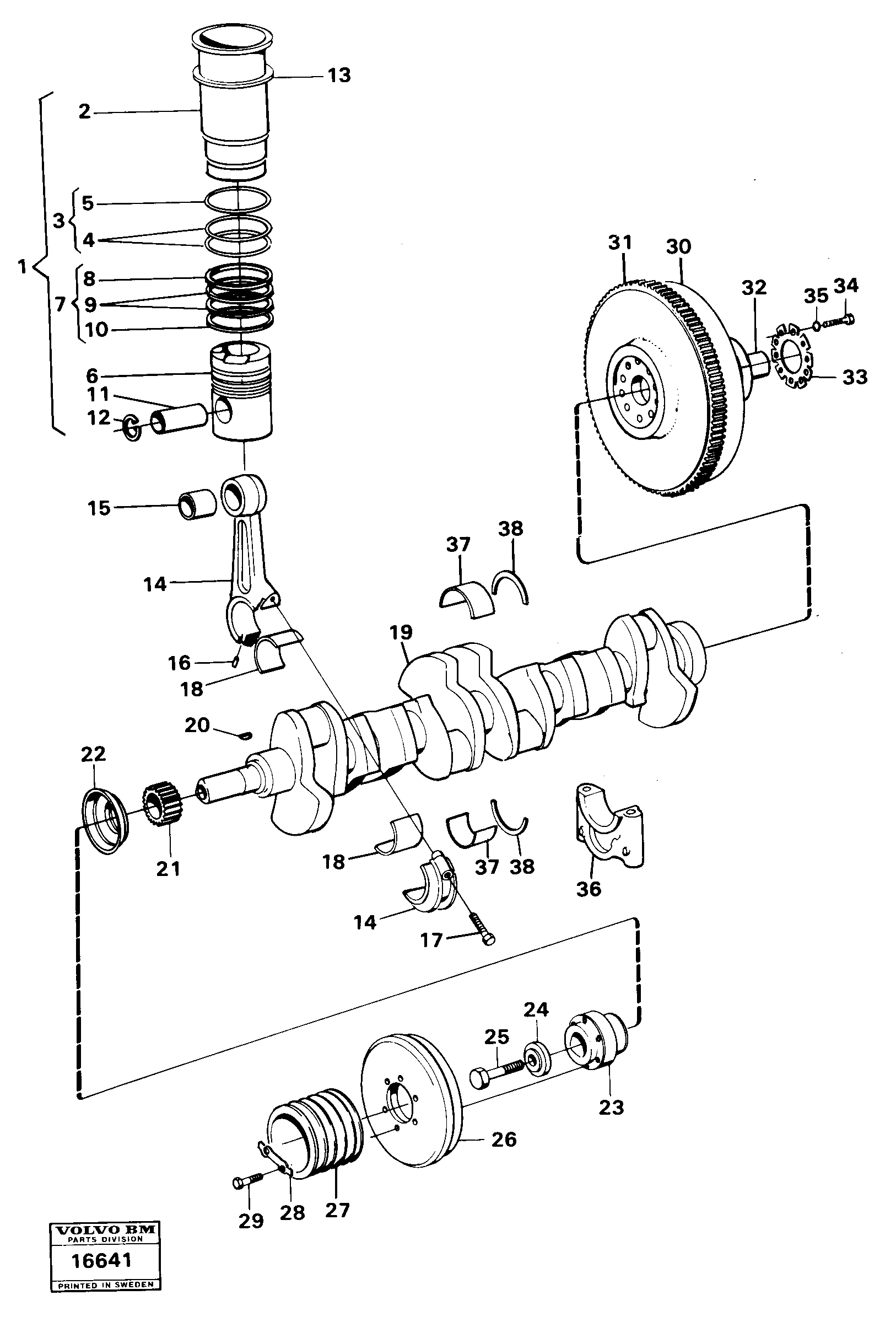 Схема запчастей Volvo 4600 4600 - 22579 Crankshaft and related parts 