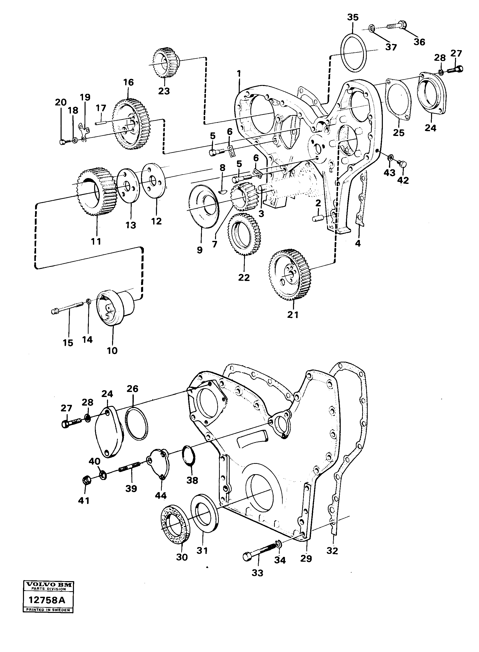 Схема запчастей Volvo 4600 4600 - 31315 Timing gears and timing gear case 