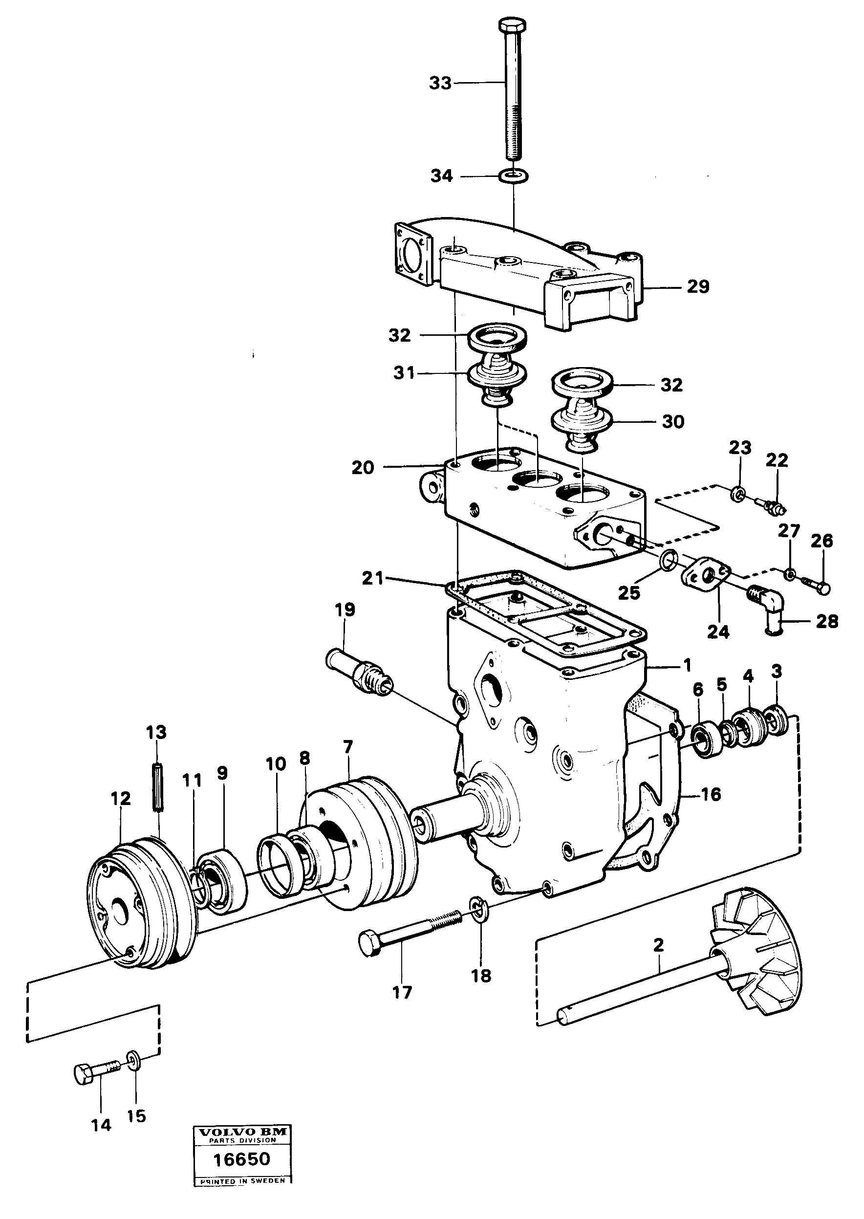 Схема запчастей Volvo 4600 4600 - 2213 Water pump with fitting parts 