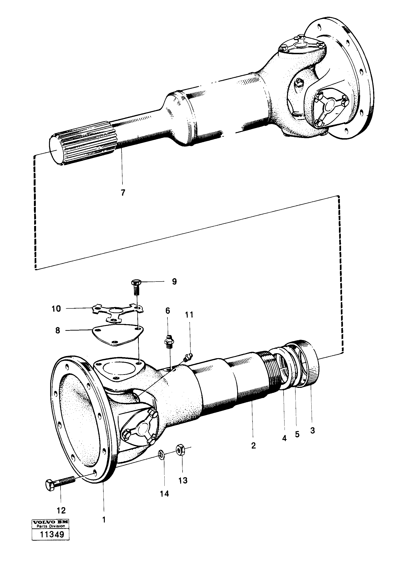 Схема запчастей Volvo 616B/646 616B,646 D45, TD45 - 22201 Power shaft 646 