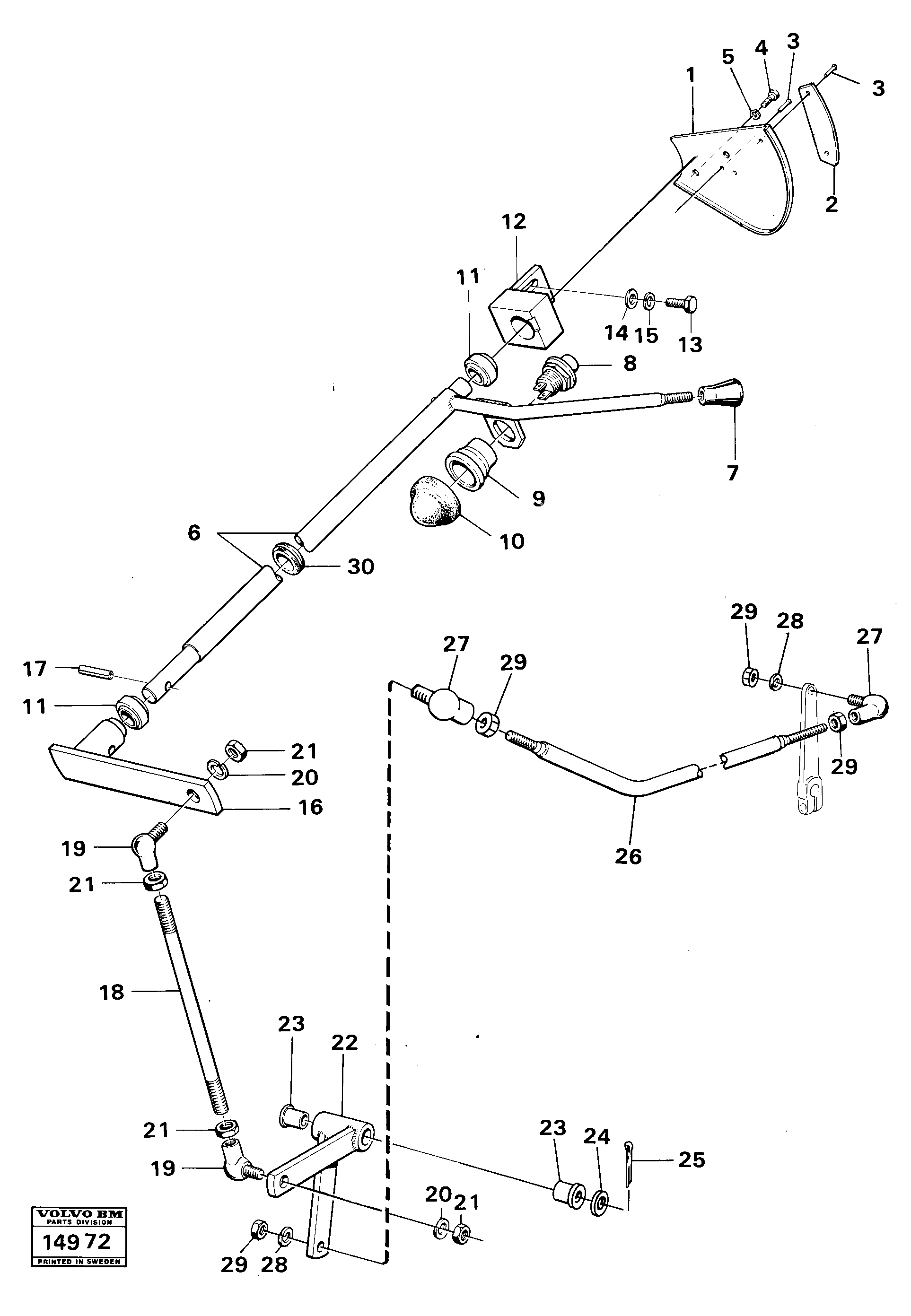 Схема запчастей Volvo 616B/646 616B,646 D45, TD45 - 4165 Range selector controls 