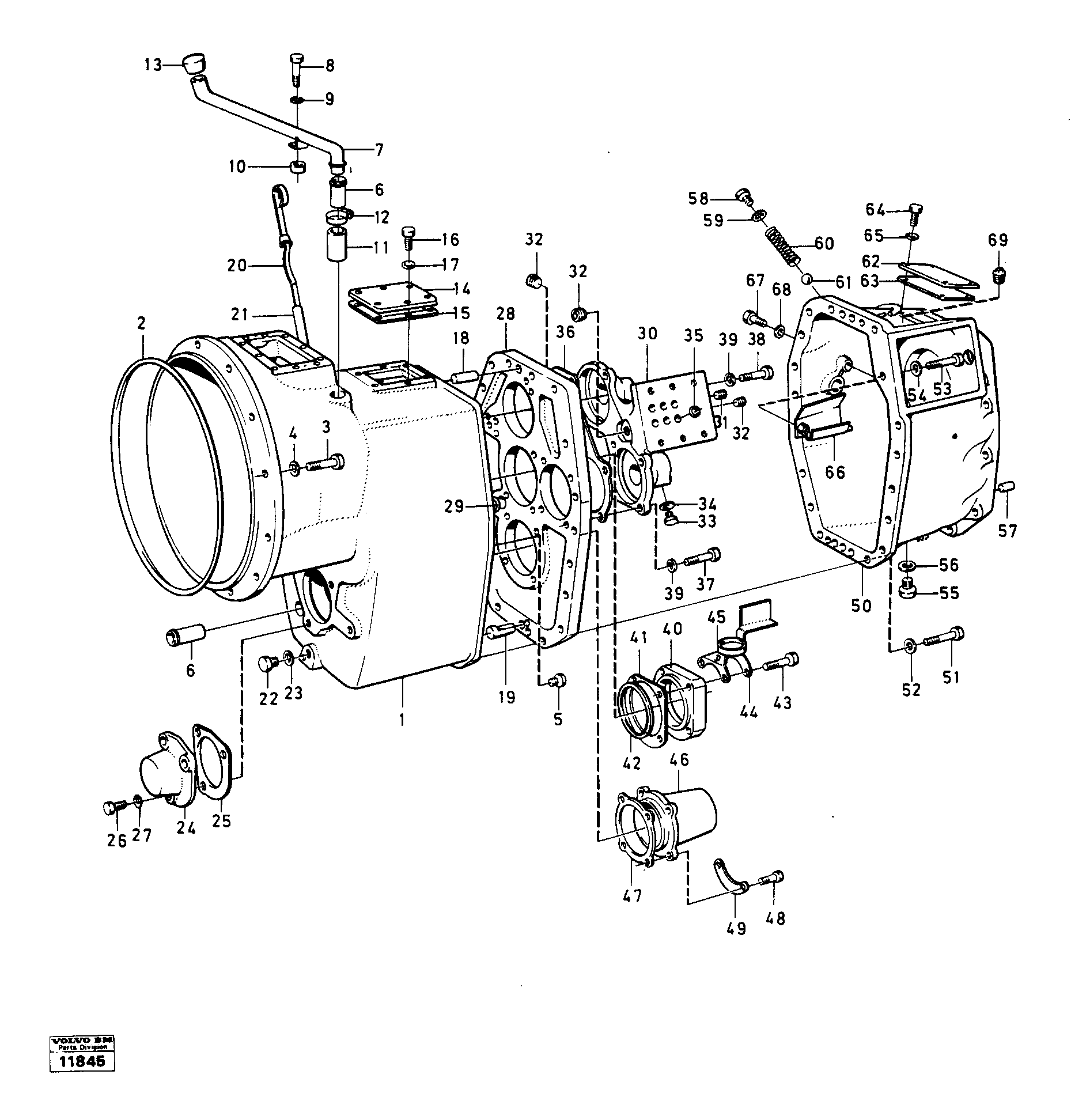 Схема запчастей Volvo 616B/646 616B,646 D45, TD45 - 68860 Housing,covers and boltings 