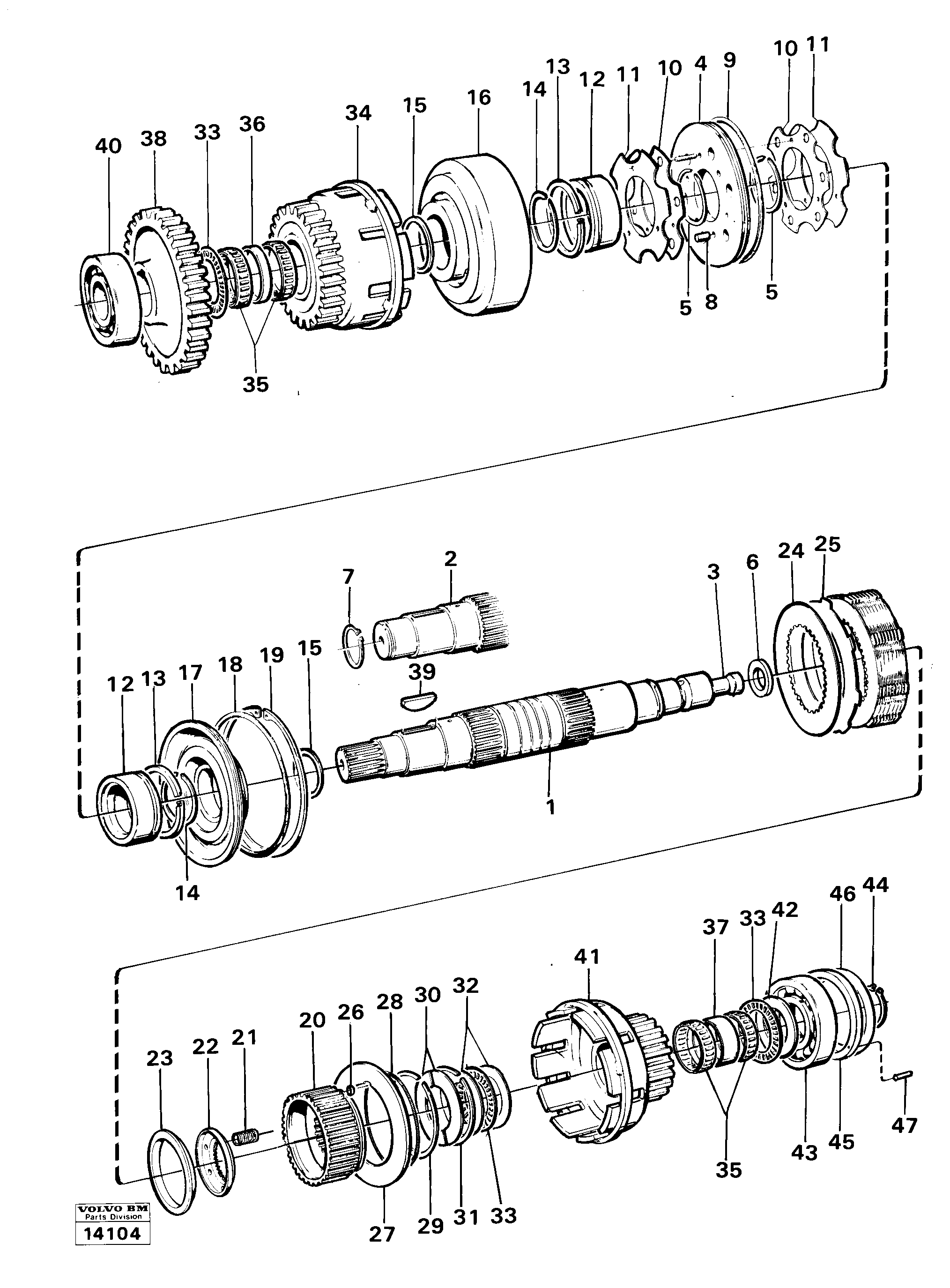 Схема запчастей Volvo 616B/646 616B,646 D45, TD45 - 97828 Forward and reverse clutches 