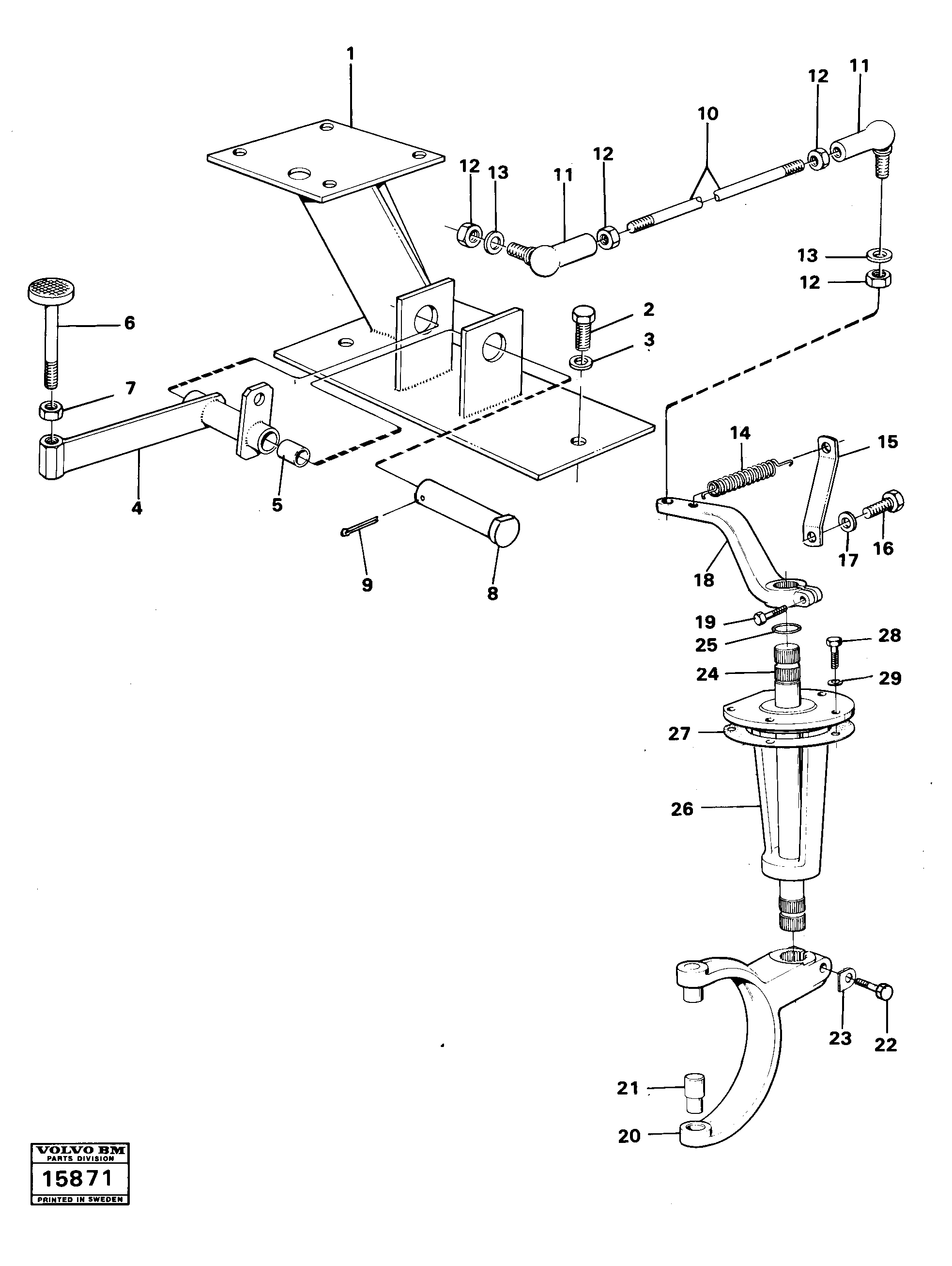 Схема запчастей Volvo 616B/646 616B,646 D45, TD45 - 22208 Differential lock controls 