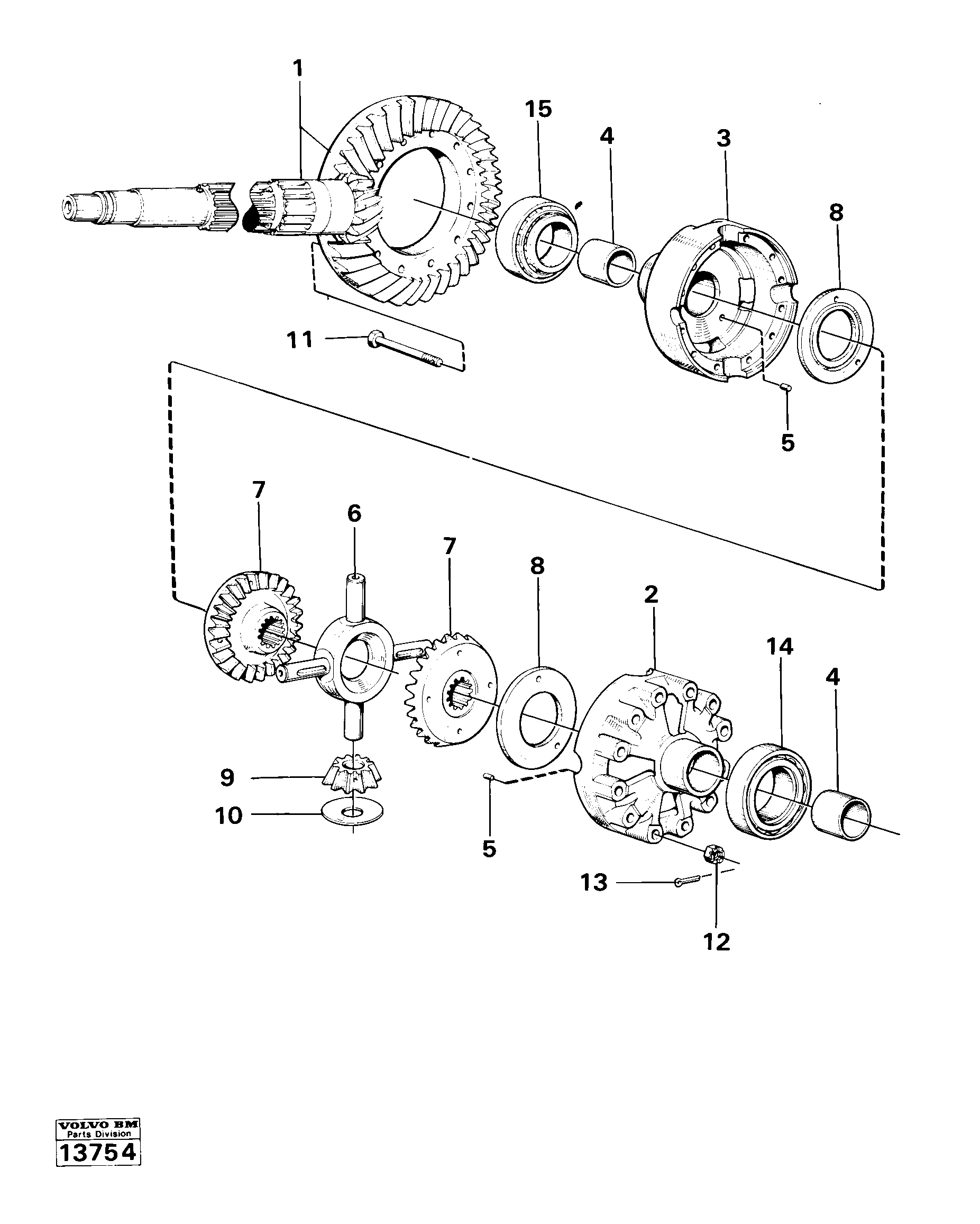 Схема запчастей Volvo 616B/646 616B,646 D45, TD45 - 37632 Differential 