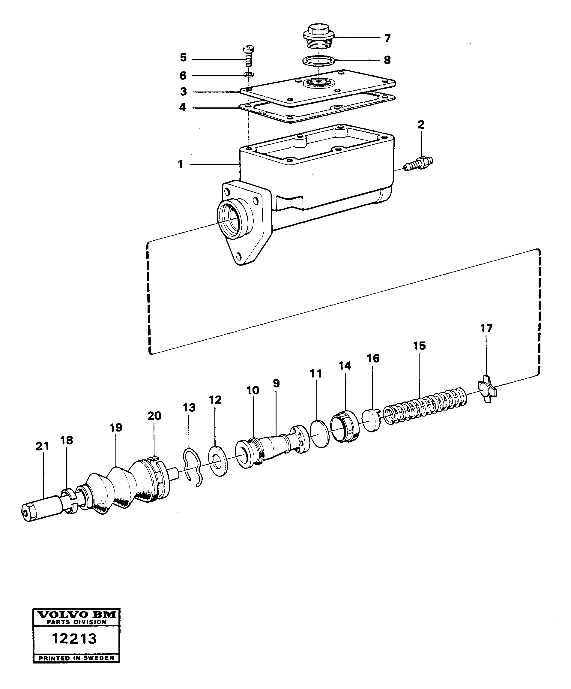 Схема запчастей Volvo 616B/646 616B,646 D45, TD45 - 18160 Main-brake cylinder 