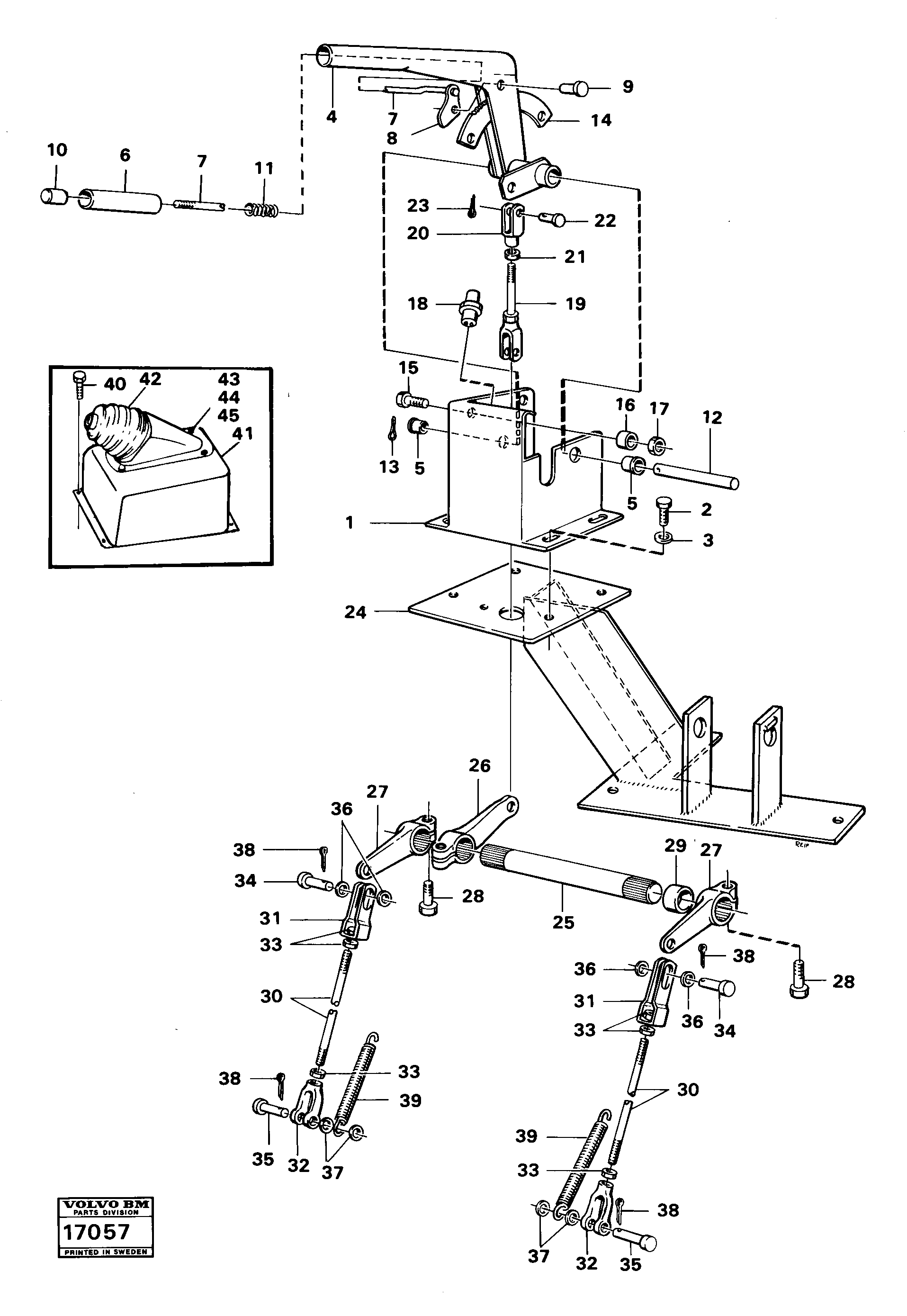 Схема запчастей Volvo 616B/646 616B,646 D45, TD45 - 22211 Hand brake 