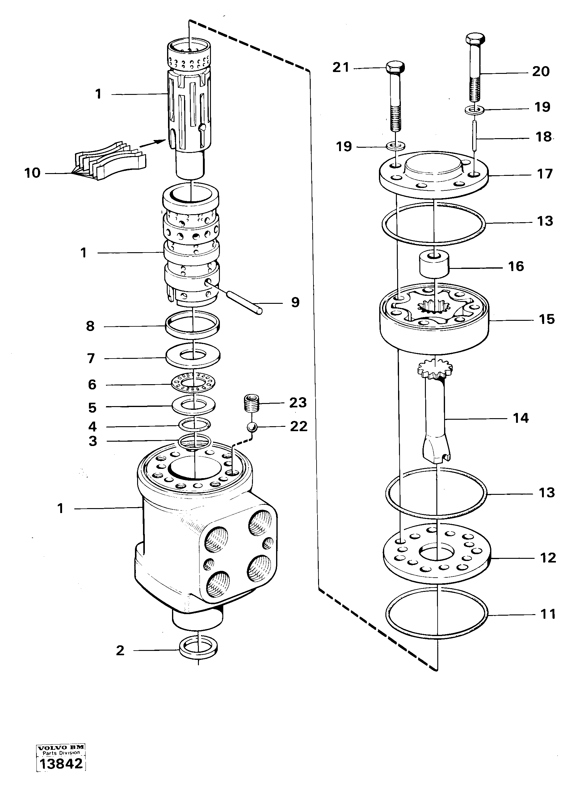 Схема запчастей Volvo 616B/646 616B,646 D45, TD45 - 18162 Steering unit 