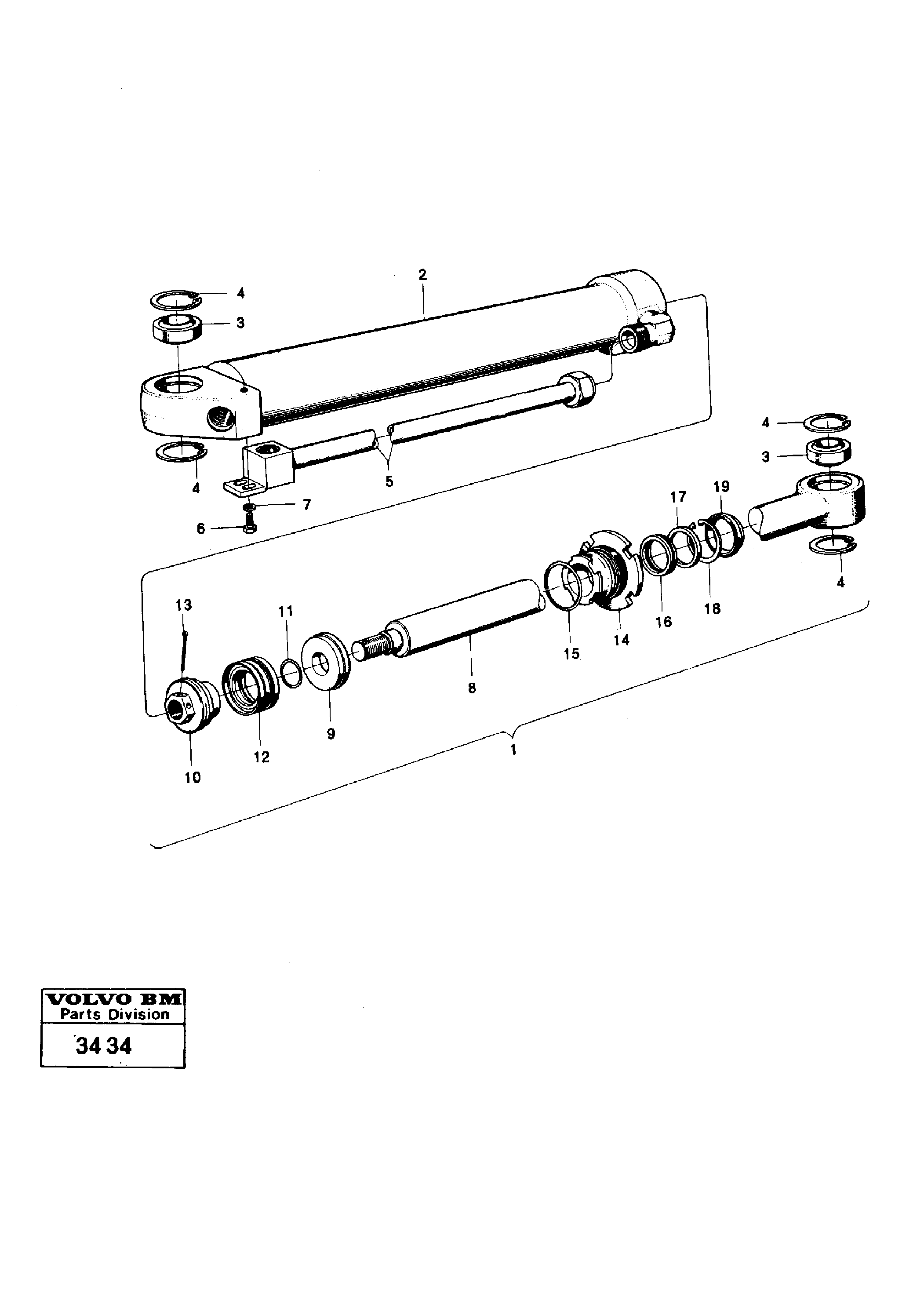 Схема запчастей Volvo 616B/646 616B,646 D45, TD45 - 51226 Steering cylinder 616 b 