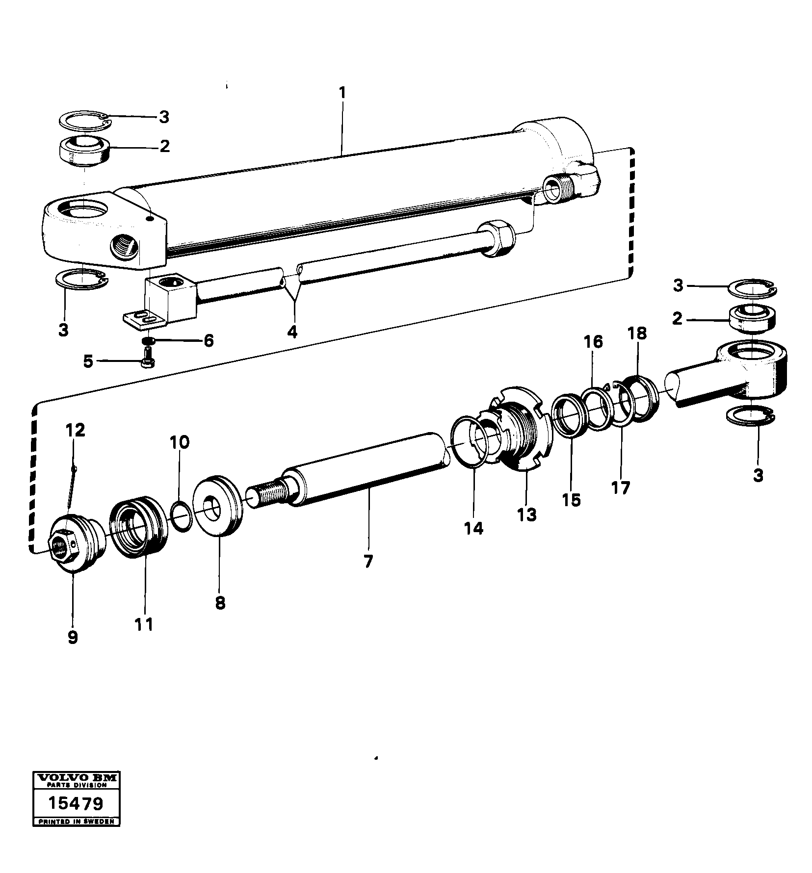 Схема запчастей Volvo 616B/646 616B,646 D45, TD45 - 51227 Steering cylinder 646 