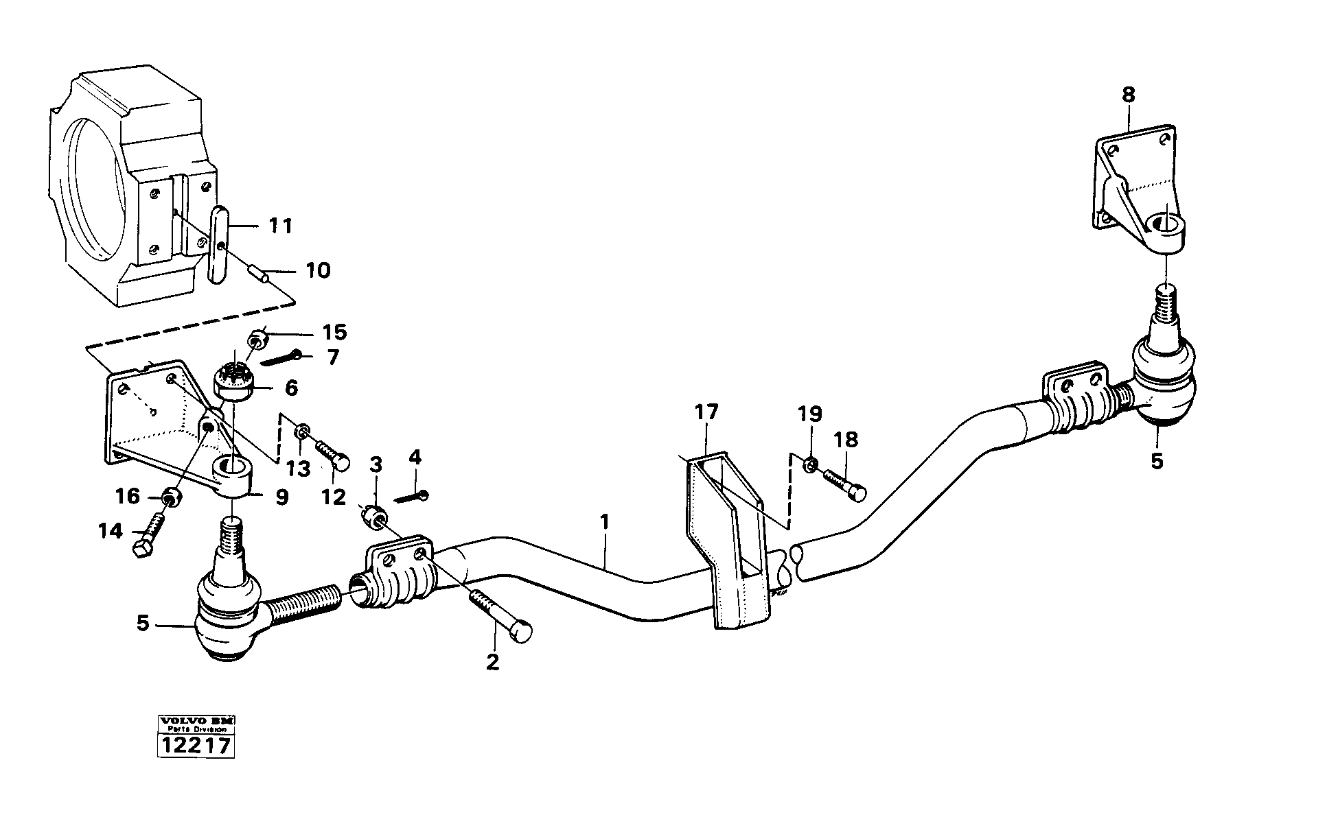 Схема запчастей Volvo 616B/646 616B,646 D45, TD45 - 22221 Tie rod 646 