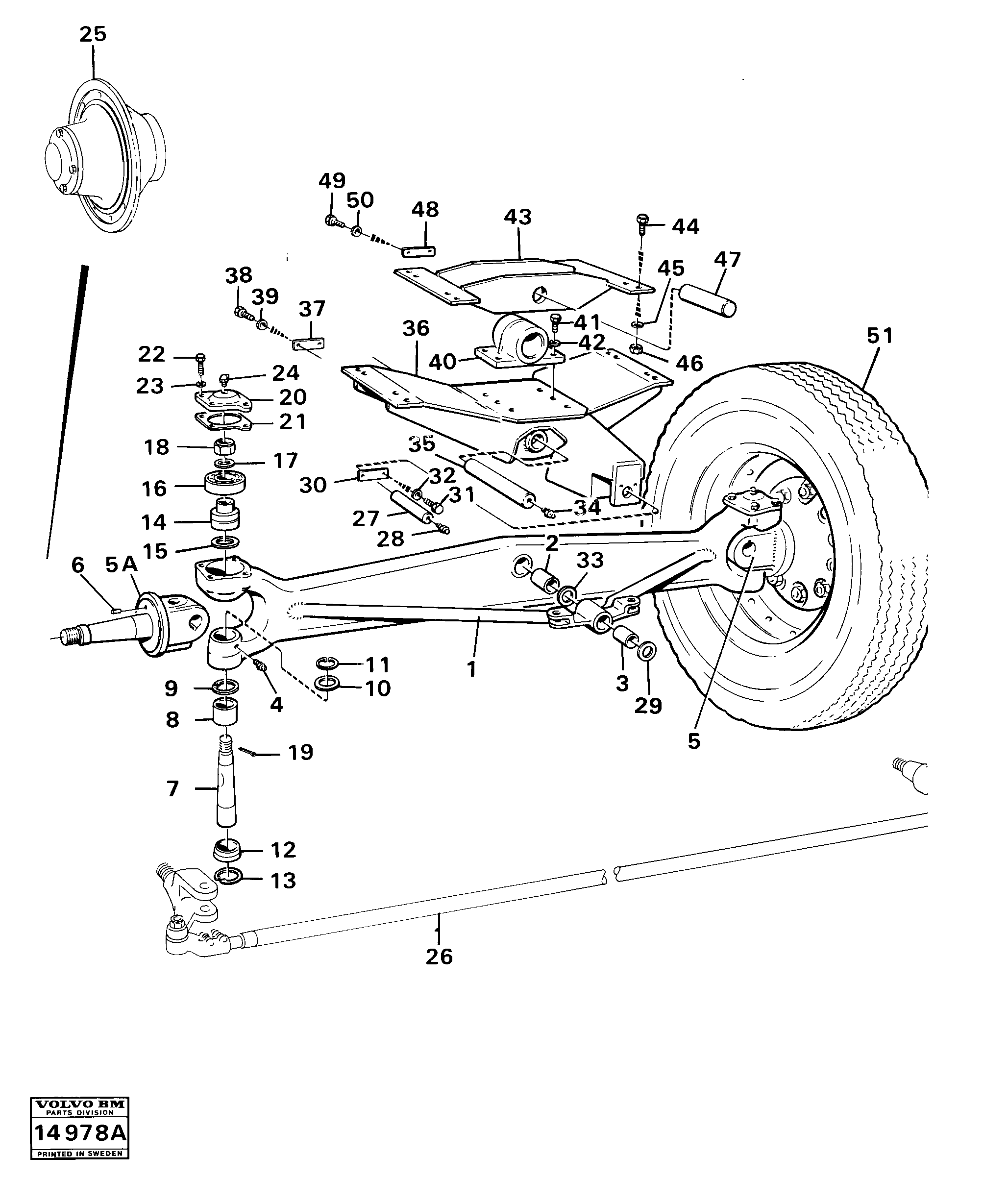 Схема запчастей Volvo 616B/646 616B,646 D45, TD45 - 8046 Steering axle 616 b 