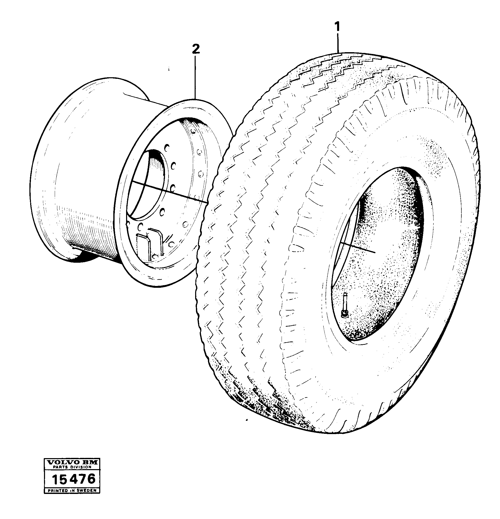 Схема запчастей Volvo 616B/646 616B,646 D45, TD45 - 11172 Wheel equipment 