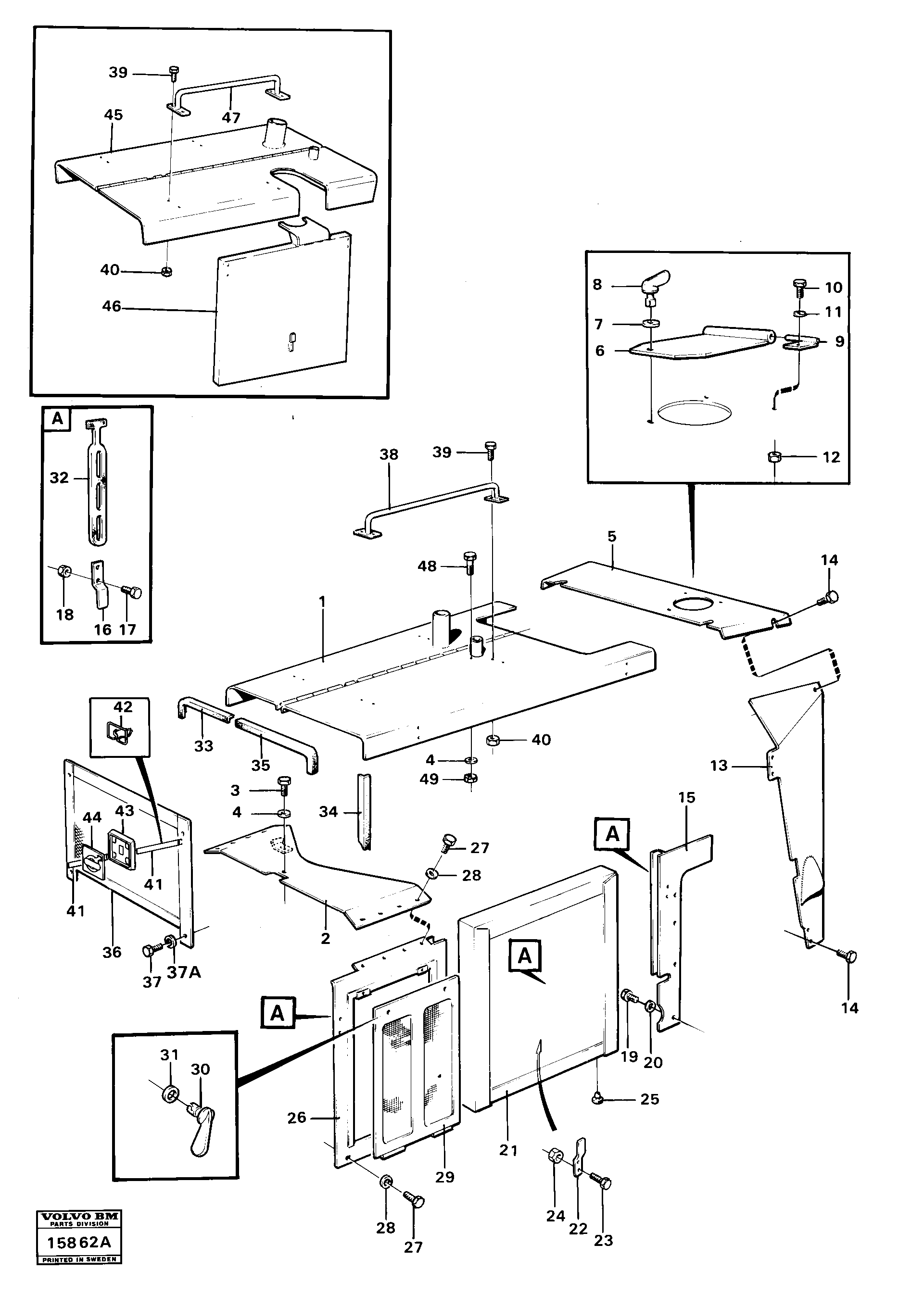 Схема запчастей Volvo 616B/646 616B,646 D45, TD45 - 34849 Engine hood 