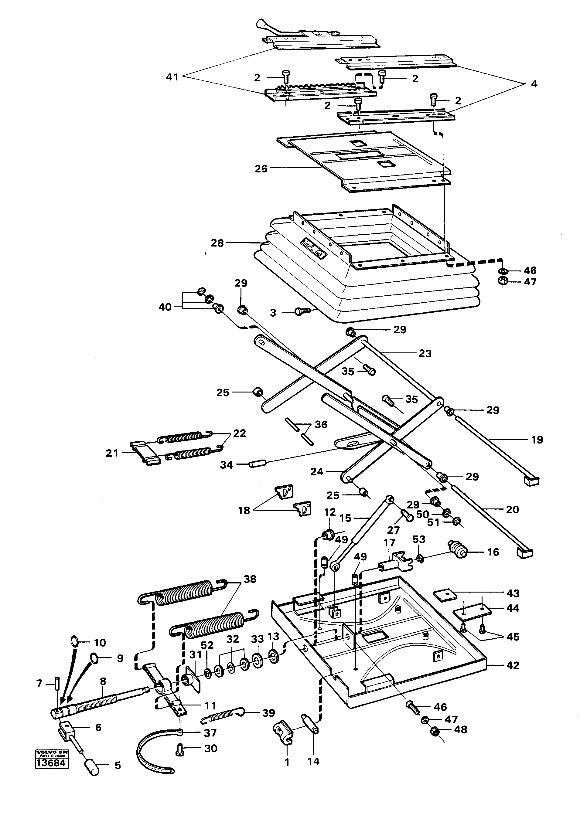 Схема запчастей Volvo 616B/646 616B,646 D45, TD45 - 38644 Seat suspension 