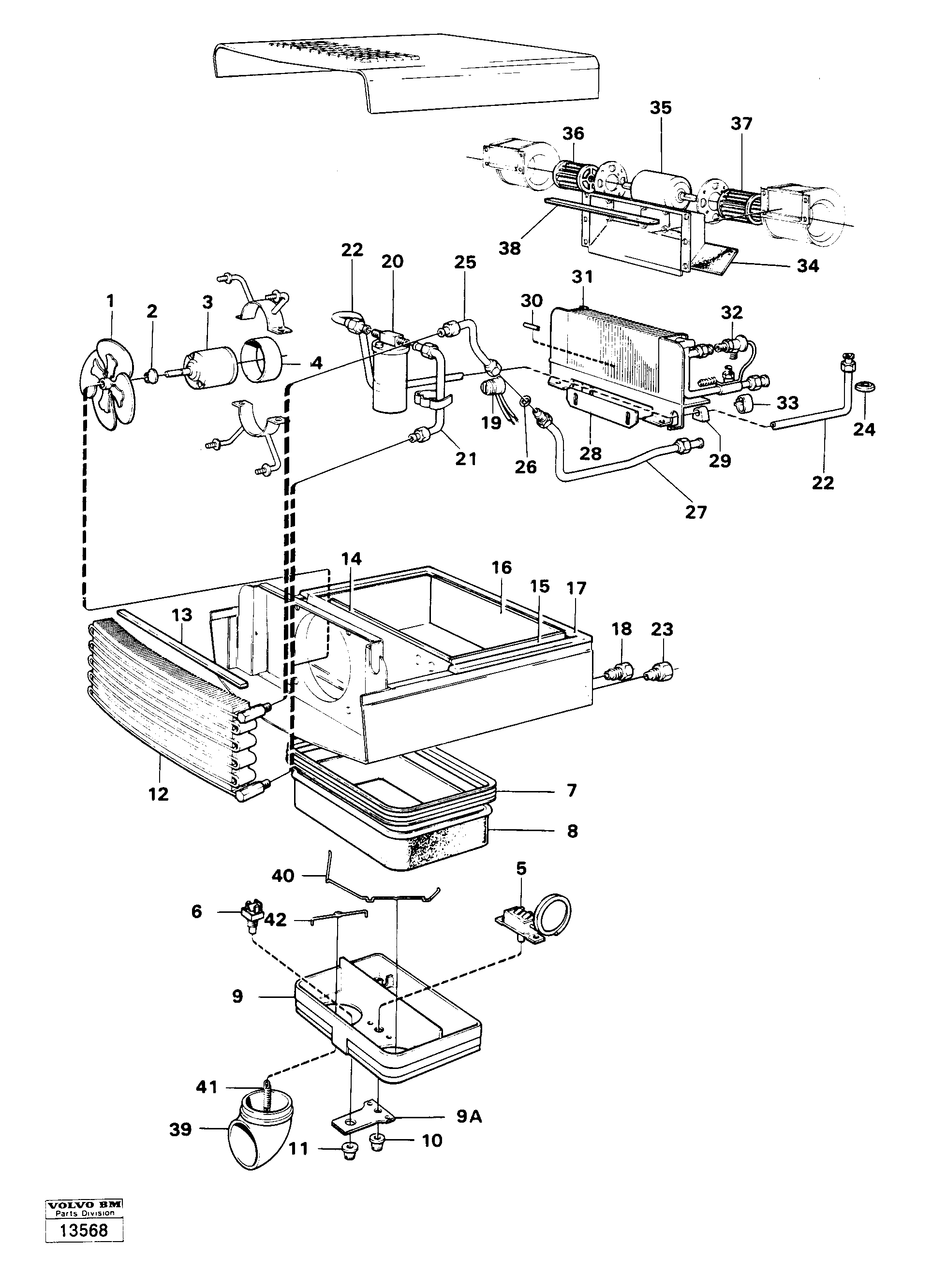 Схема запчастей Volvo 616B/646 616B,646 D45, TD45 - 18447 Air conditioner unit 