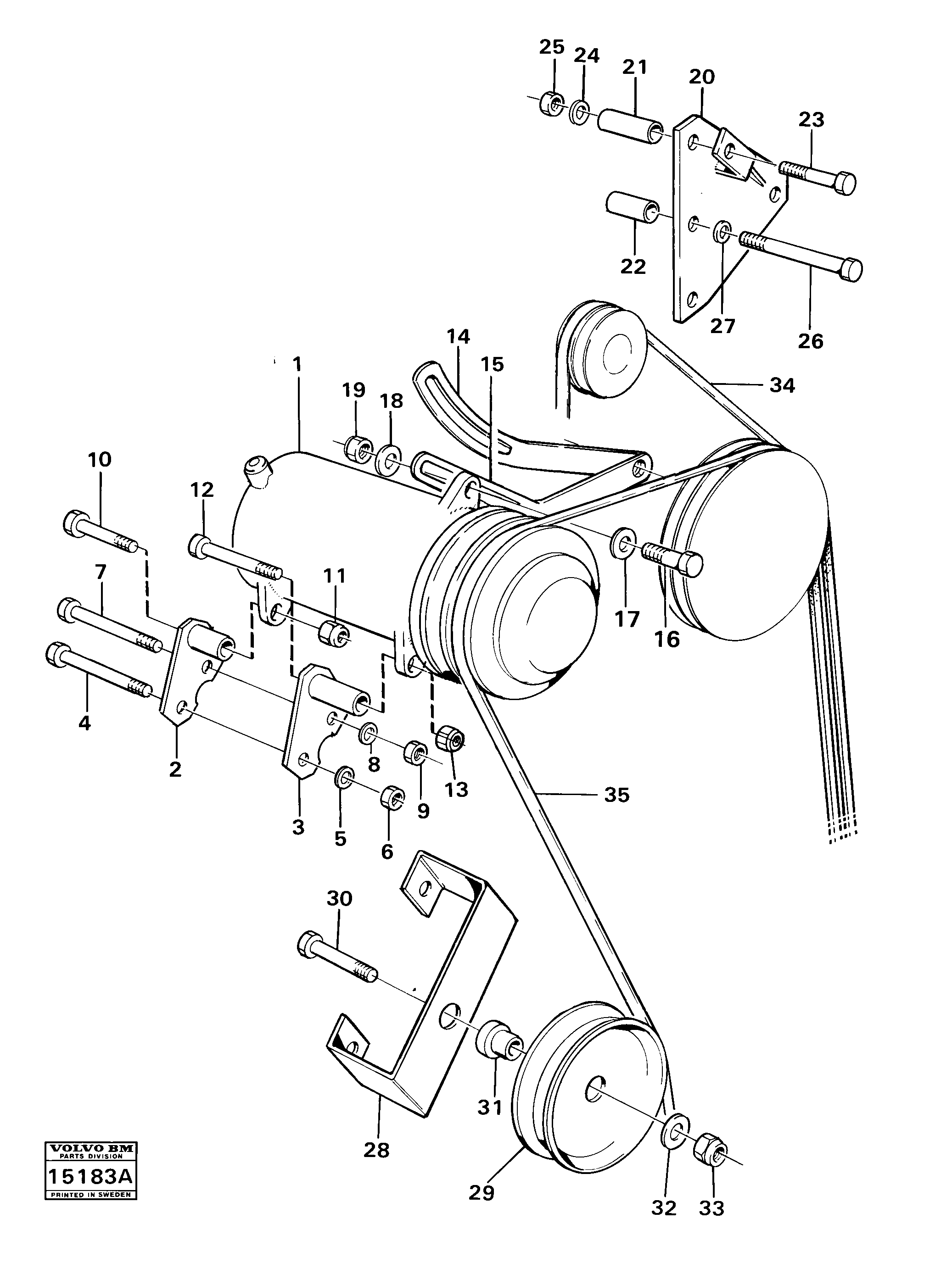 Схема запчастей Volvo 616B/646 616B,646 D45, TD45 - 30154 Air-compressor with fitting parts 