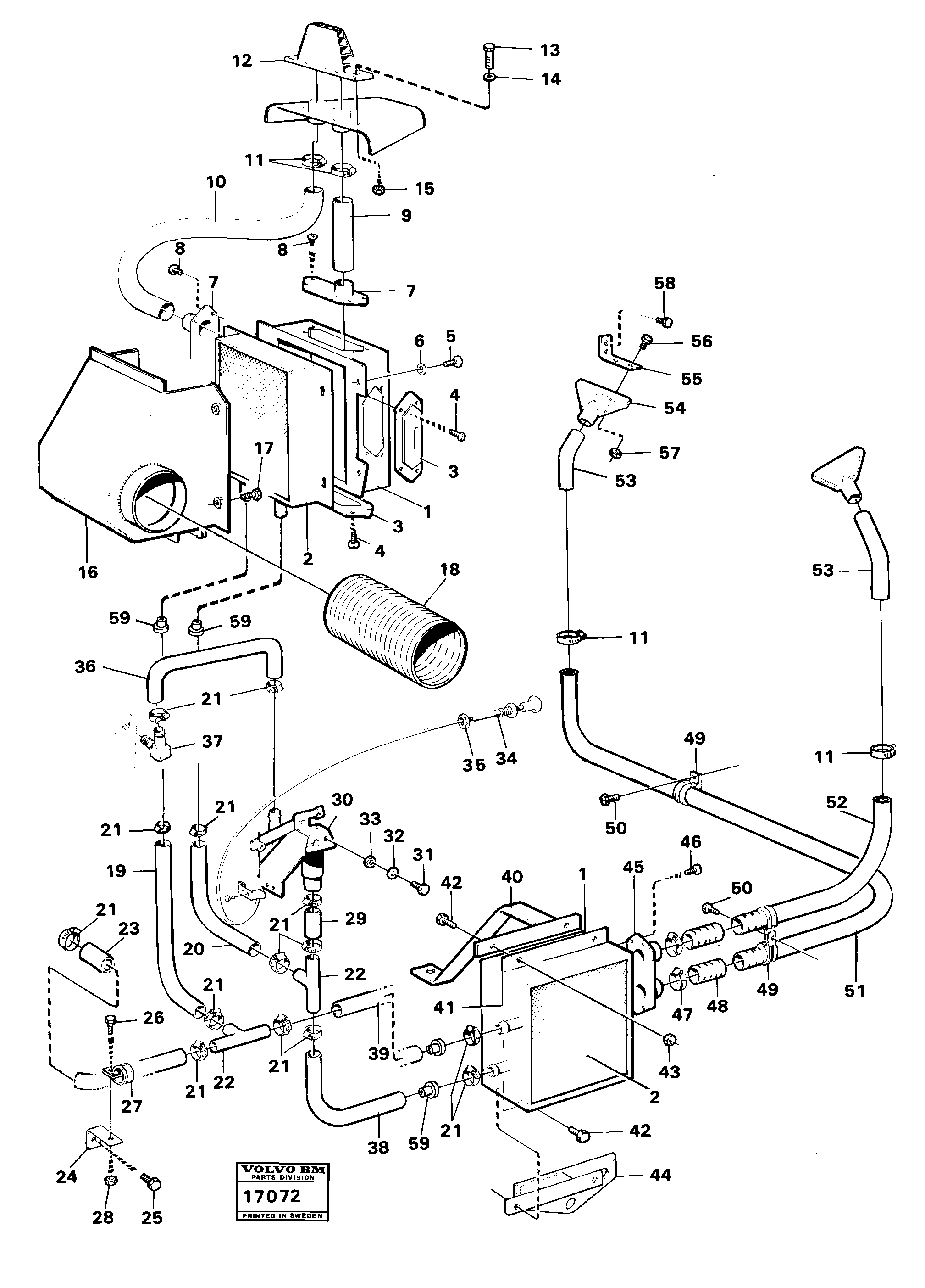 Схема запчастей Volvo 616B/646 616B,646 D45, TD45 - 83834 Система отопления (обогрева) 