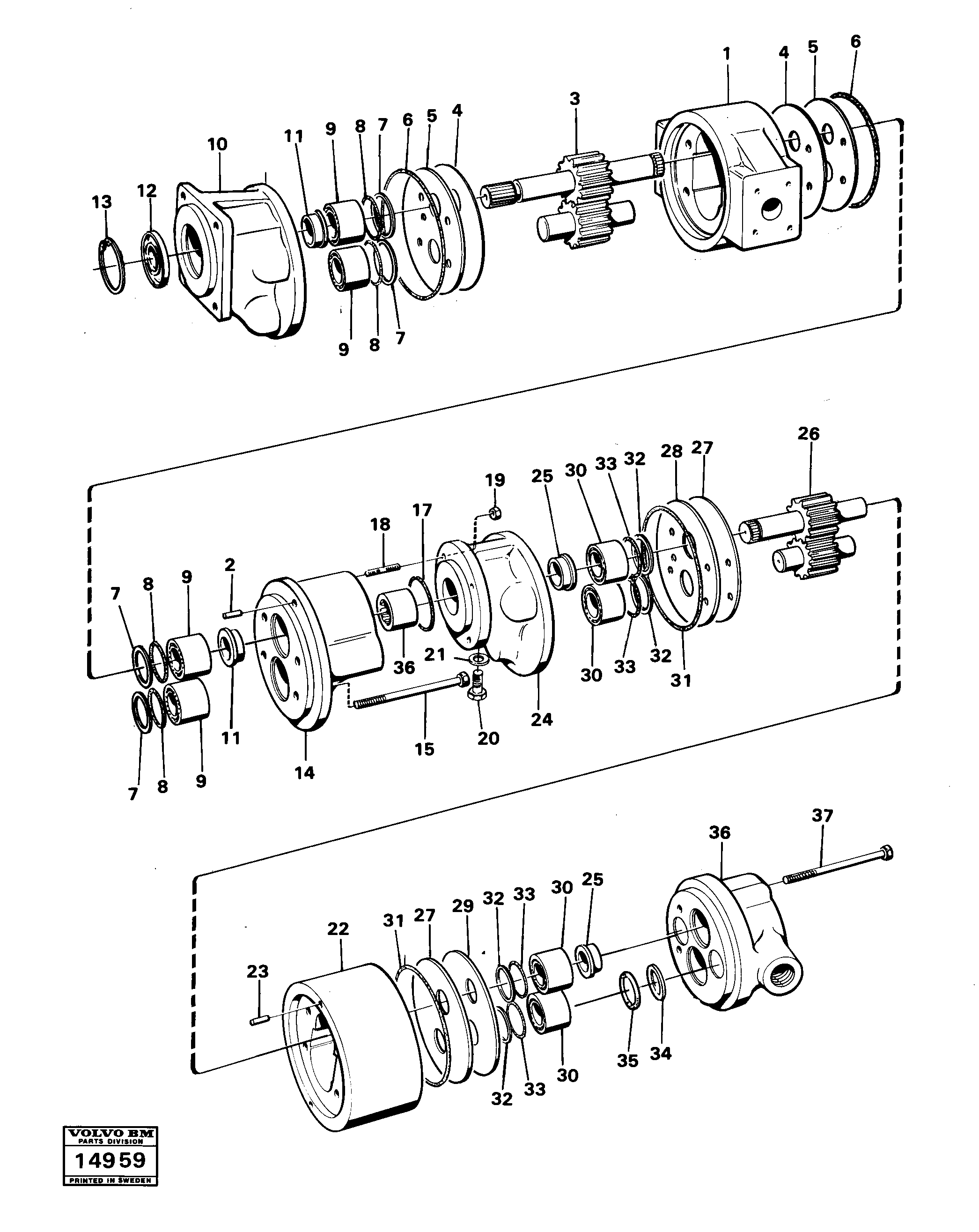 Схема запчастей Volvo 616B/646 616B,646 D45, TD45 - 18453 Hydraulic pump 99020 