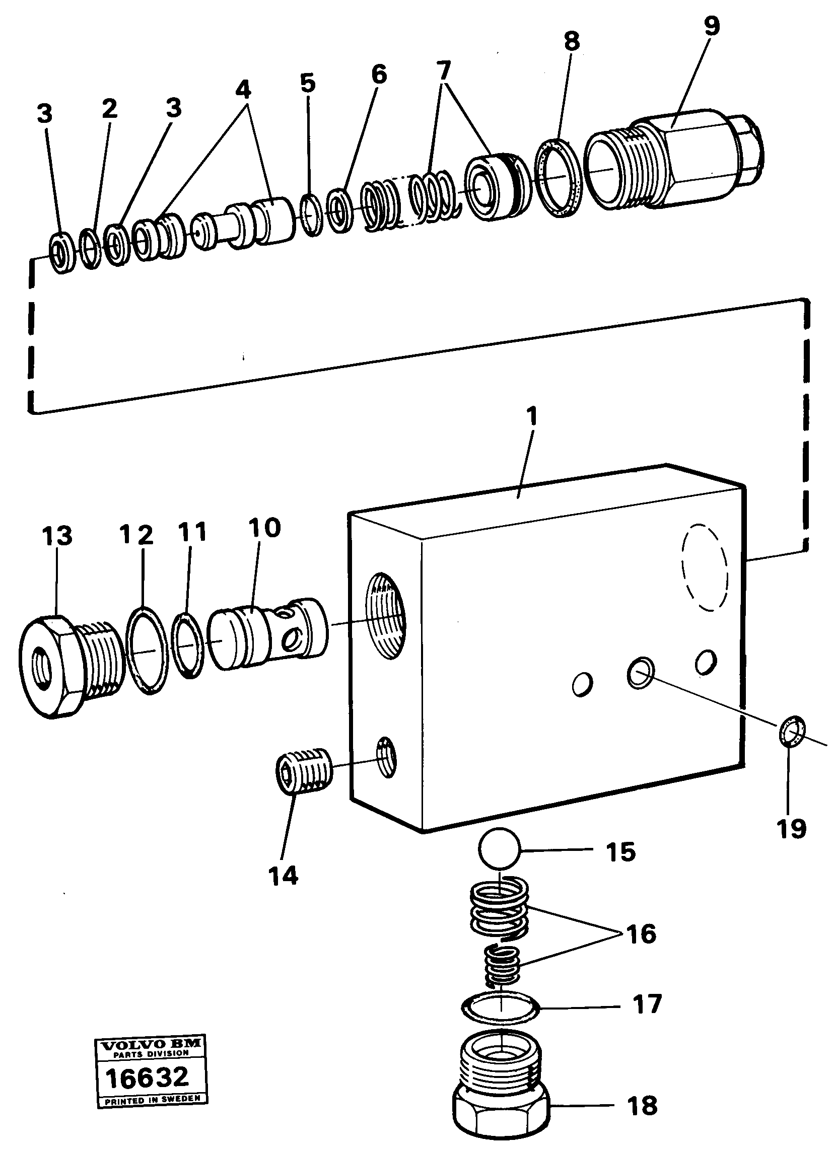 Схема запчастей Volvo 616B/646 616B,646 D45, TD45 - 18462 Valve 97589 646 Tillv Nr: - 4879 