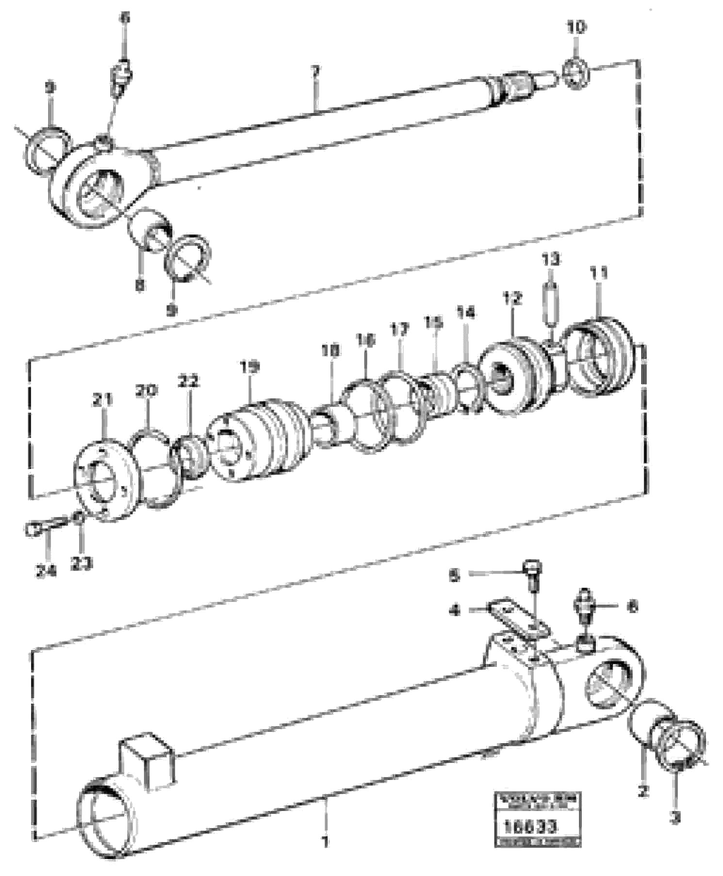 Схема запчастей Volvo 616B/646 616B,646 D45, TD45 - 28765 Гидроцилиндр 