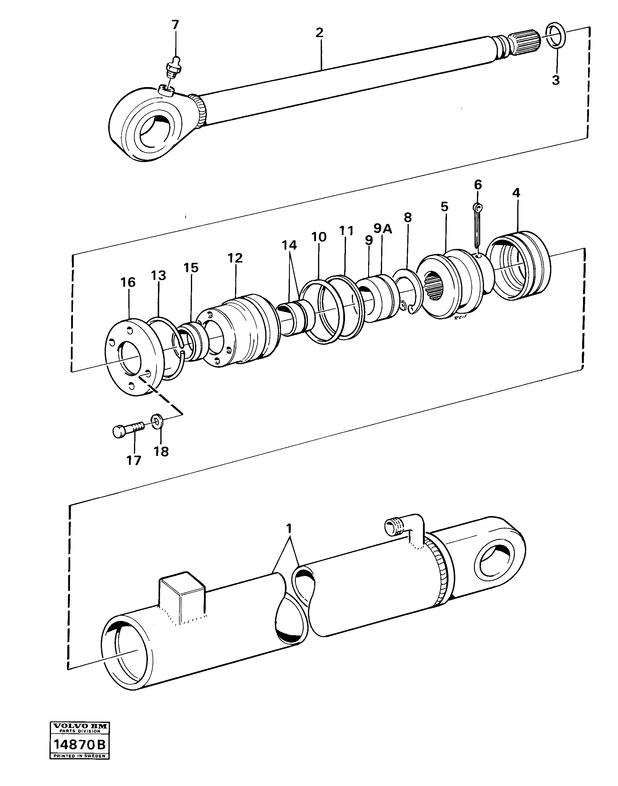 Схема запчастей Volvo 616B/646 616B,646 D45, TD45 - 28768 Гидроцилиндр 