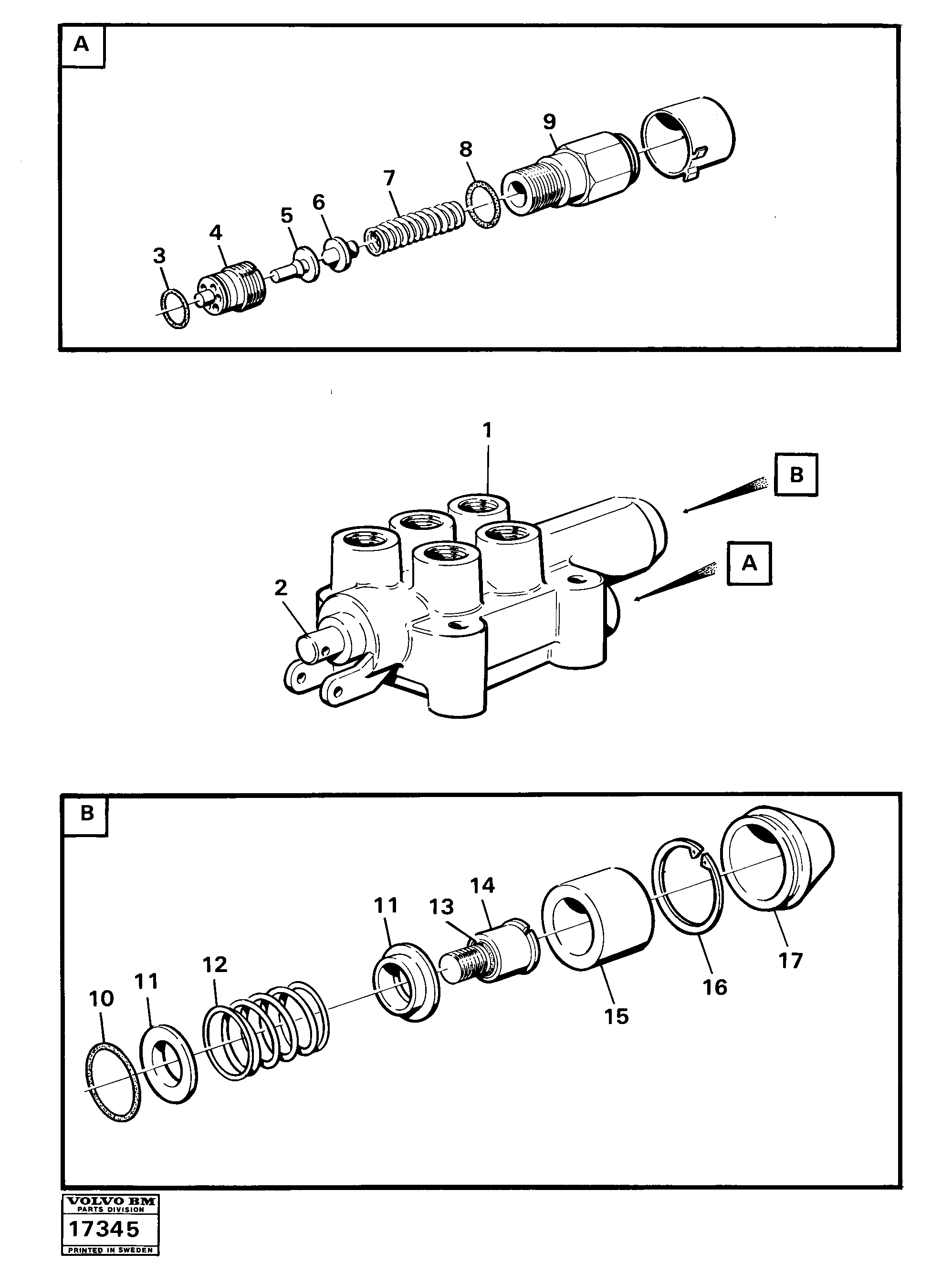 Схема запчастей Volvo 616B/646 616B,646 D45, TD45 - 28773 Hydraulic valve dual control 99528 