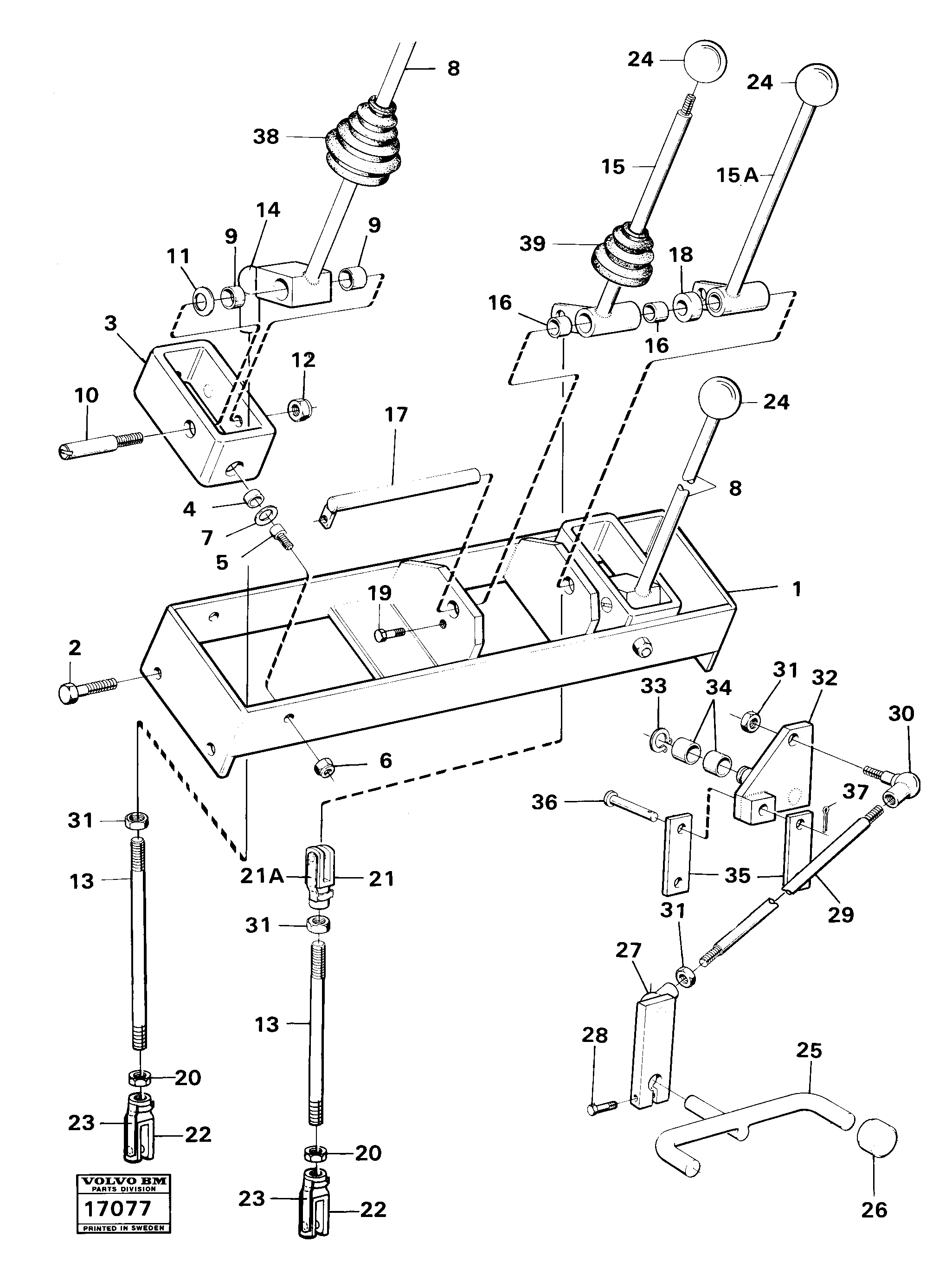 Схема запчастей Volvo 616B/646 616B,646 D45, TD45 - 30158 Hydraulic controls excavator unit 