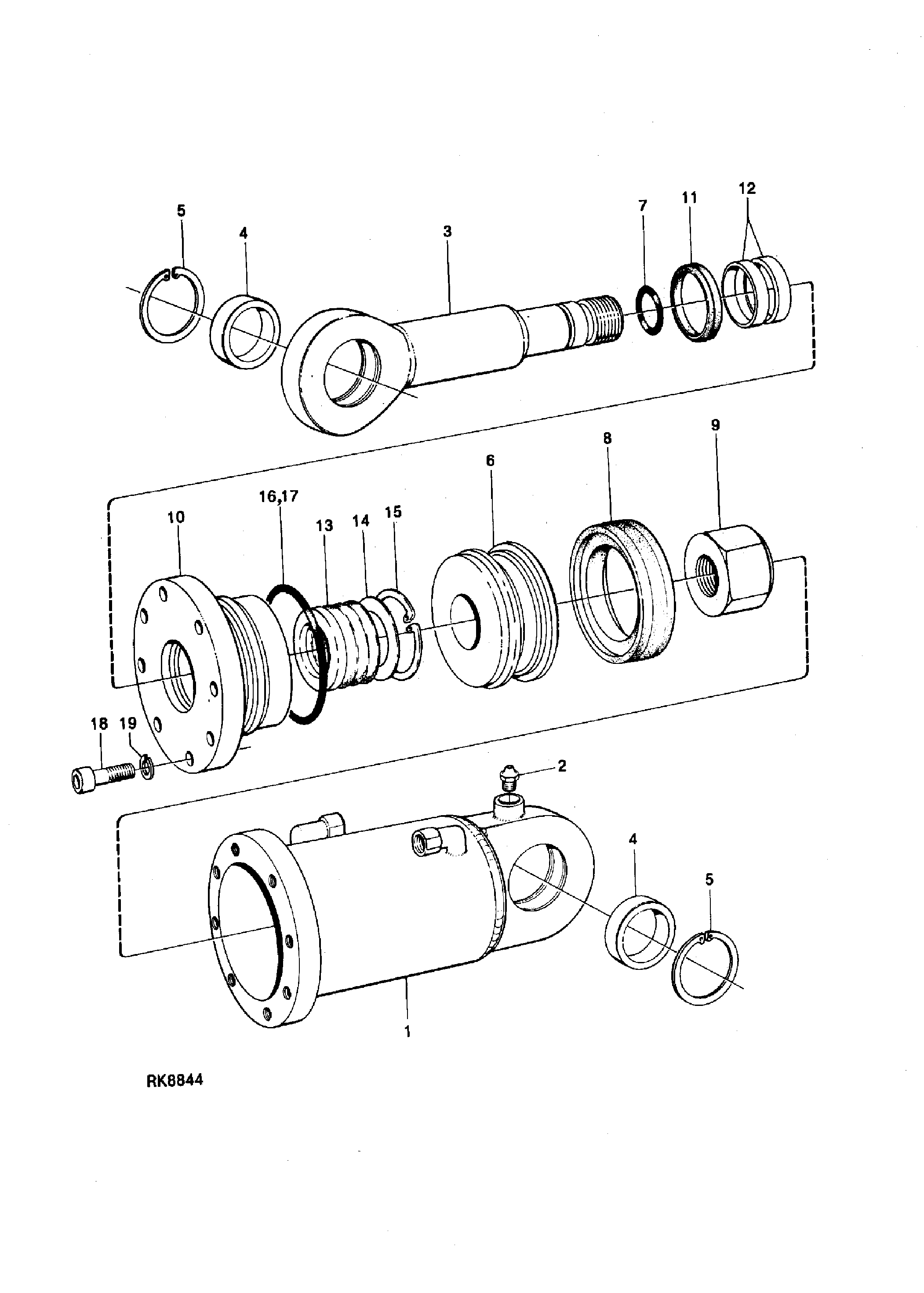 Схема запчастей Volvo 616B/646 616B,646 D45, TD45 - 3755 Гидроцилиндр 