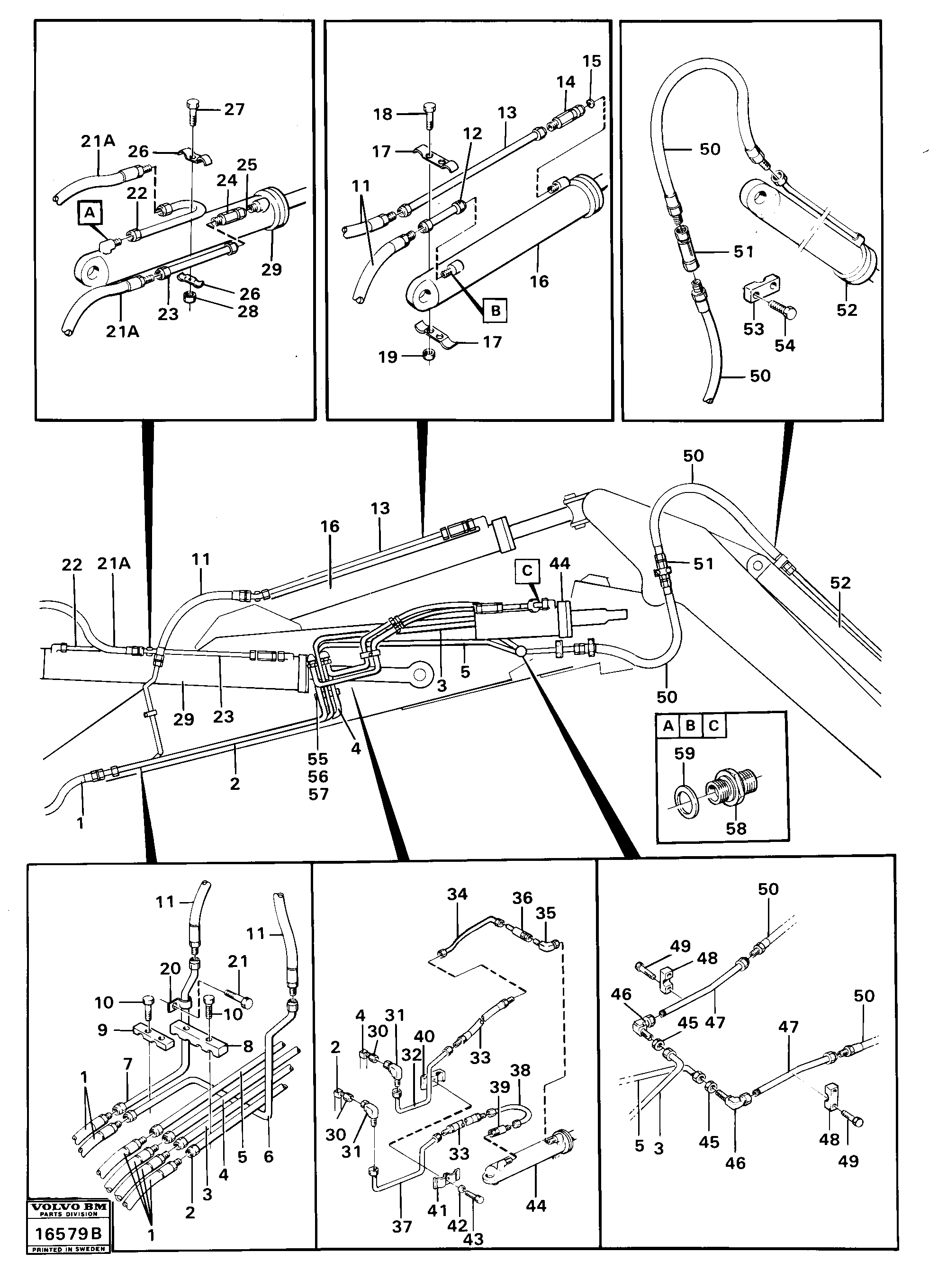 Схема запчастей Volvo 616B/646 616B,646 D45, TD45 - 852 Hydraulic system excavator beam and arm 