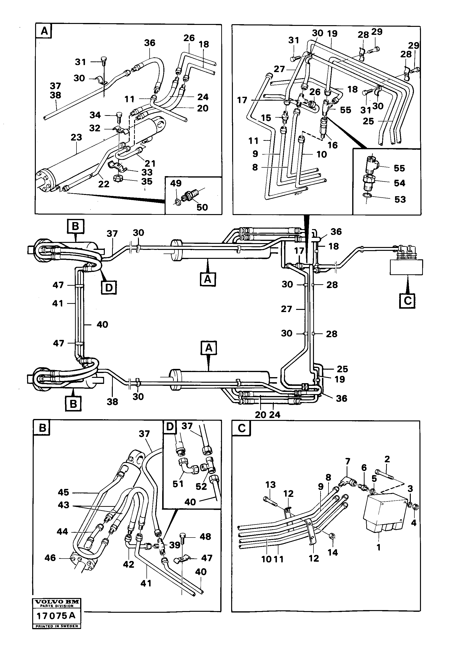 Схема запчастей Volvo 616B/646 616B,646 D45, TD45 - 854 Hydraulic system loader unit 