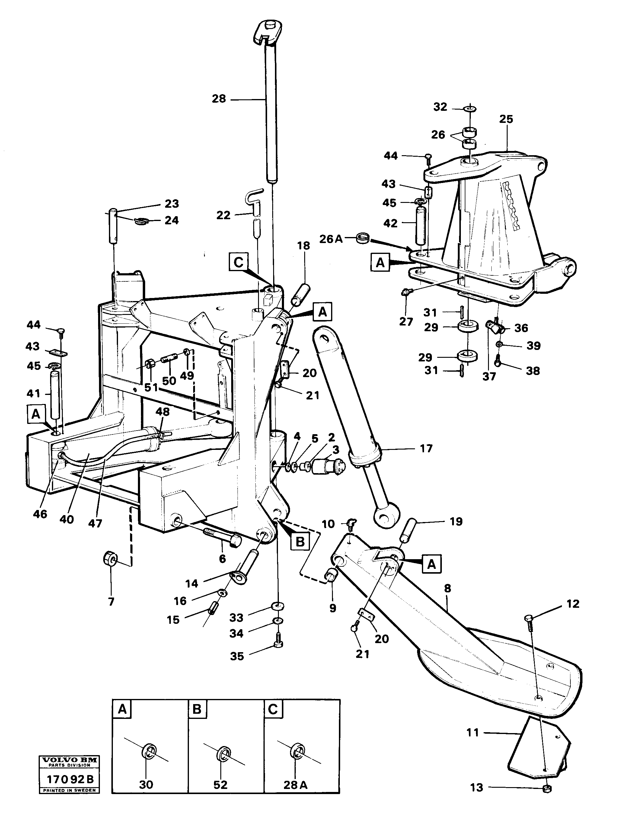 Схема запчастей Volvo 616B/646 616B,646 D45, TD45 - 3756 Stand, supporting legs and centre frame 