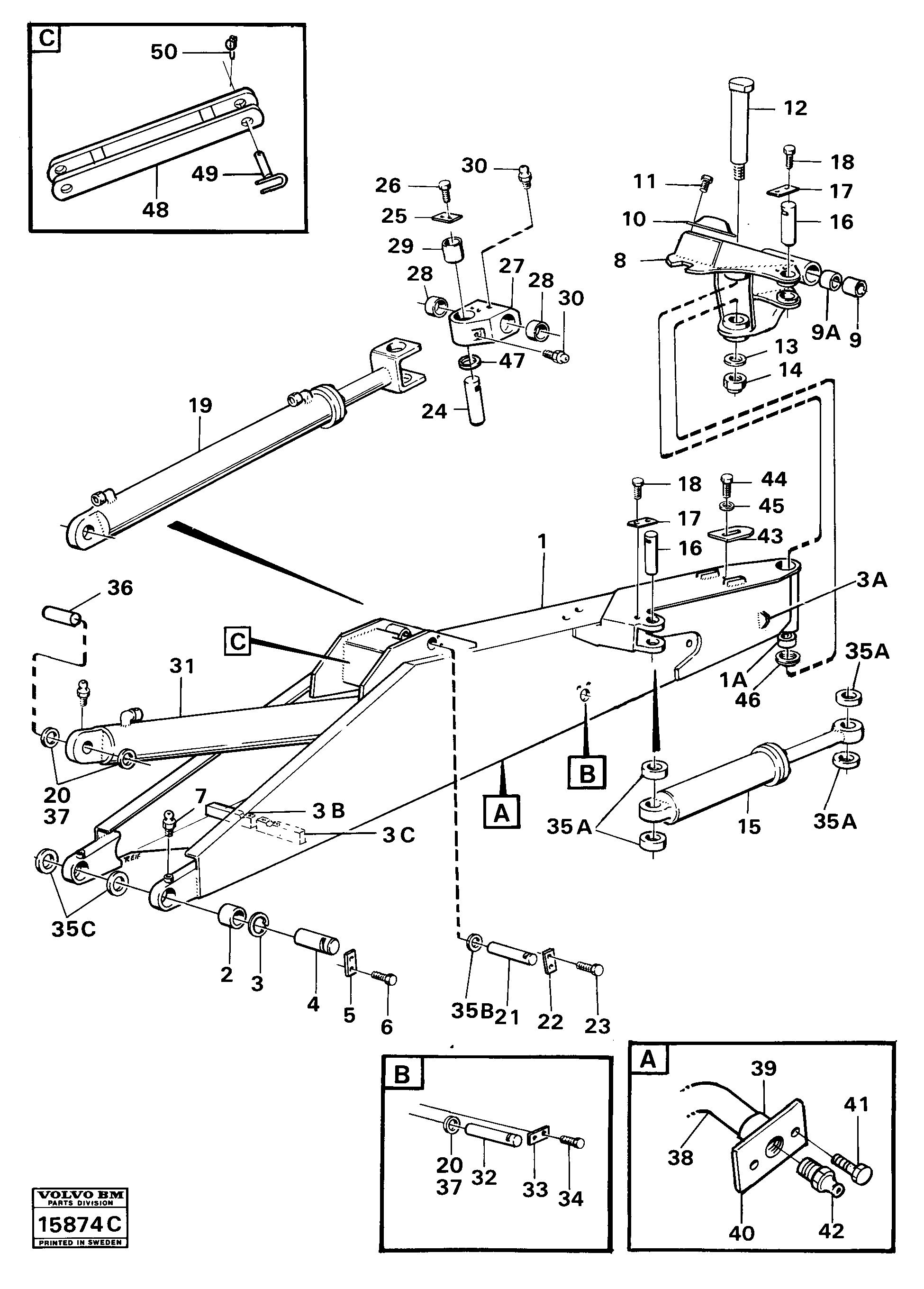 Схема запчастей Volvo 616B/646 616B,646 D45, TD45 - 3757 Excavator beam 