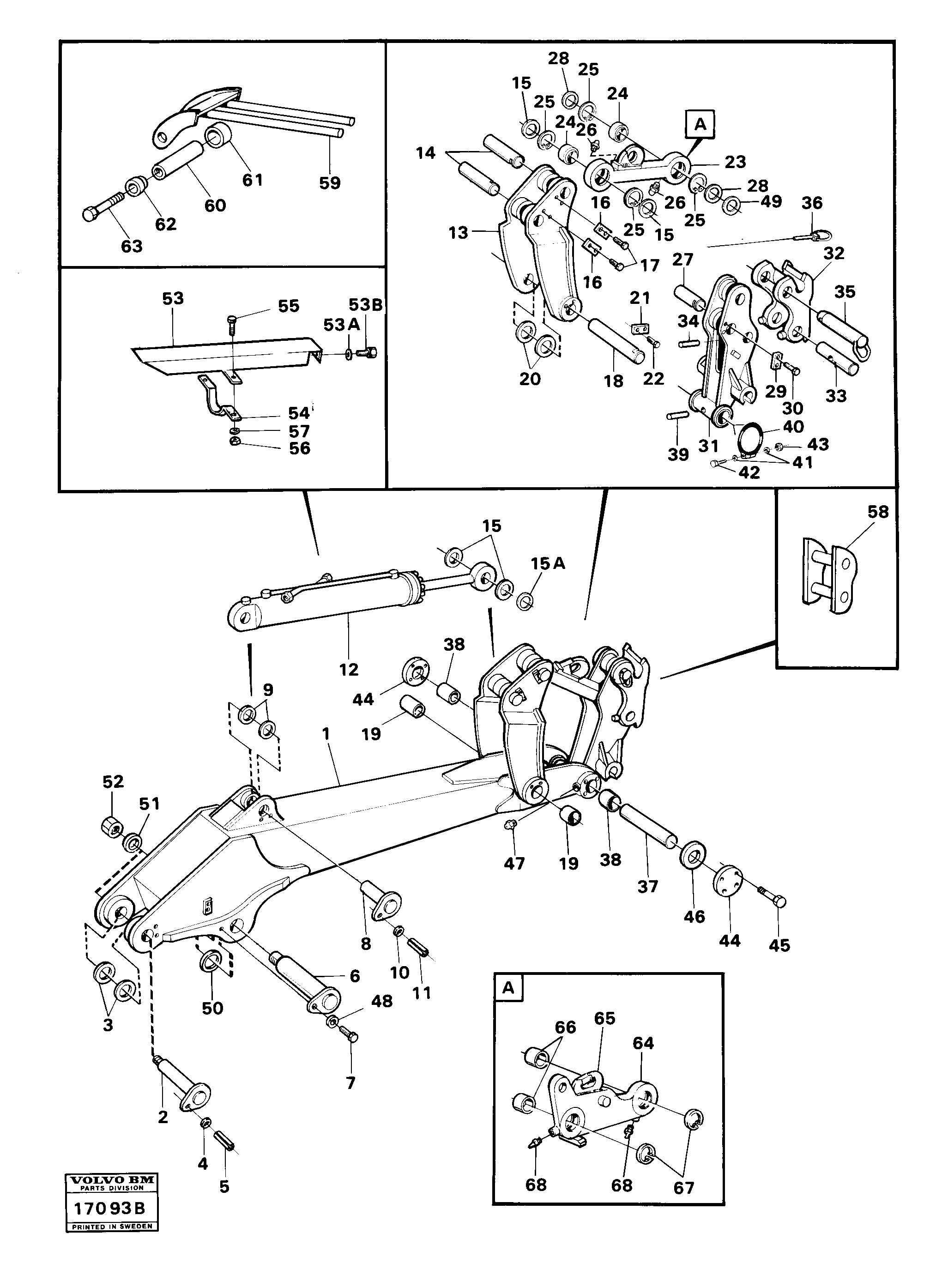 Схема запчастей Volvo 616B/646 616B,646 D45, TD45 - 3758 Excavator arm 