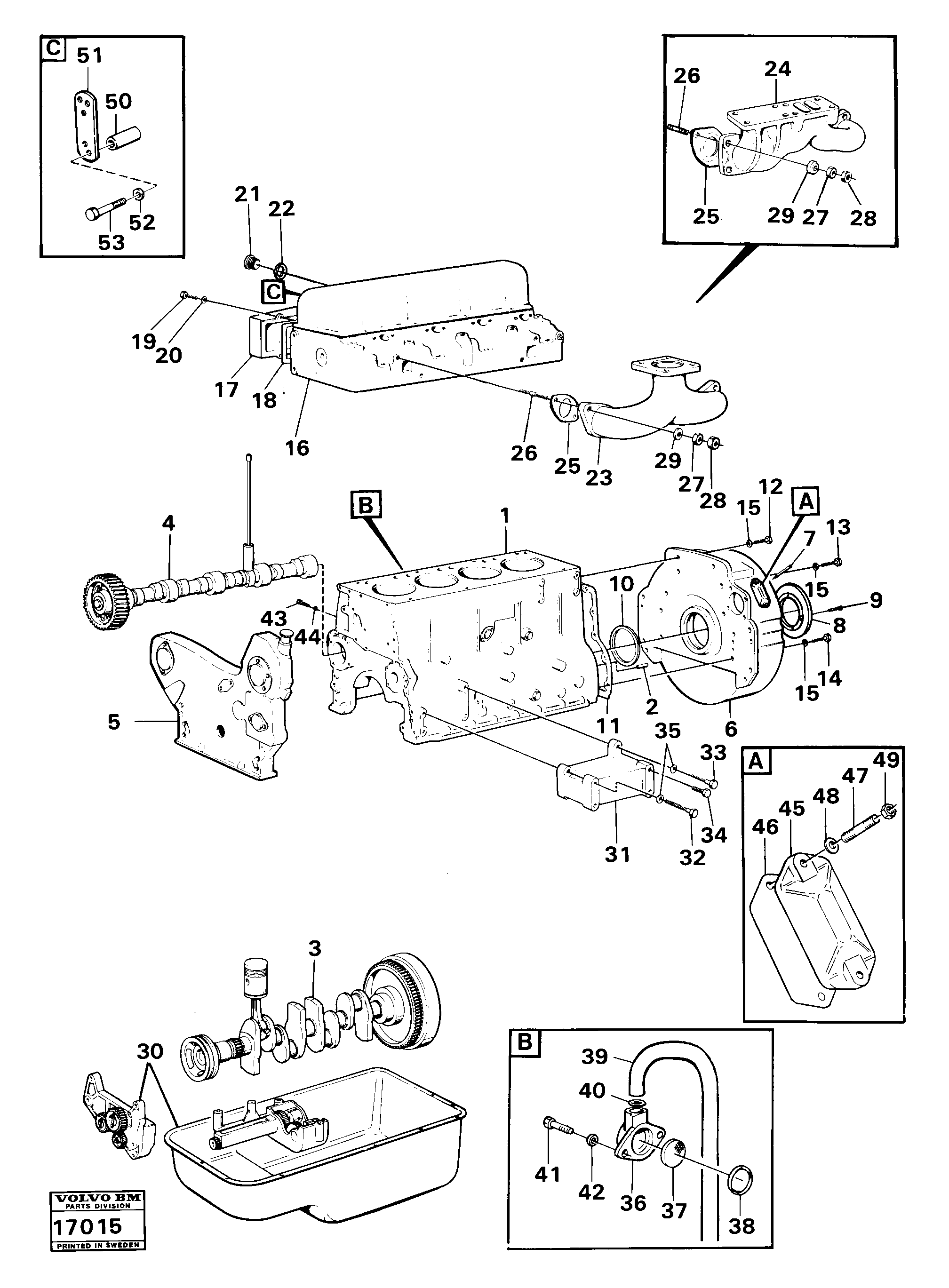 Схема запчастей Volvo 616B/646 616B,646 D45, TD45 - 100727 Engine with fitting parts 