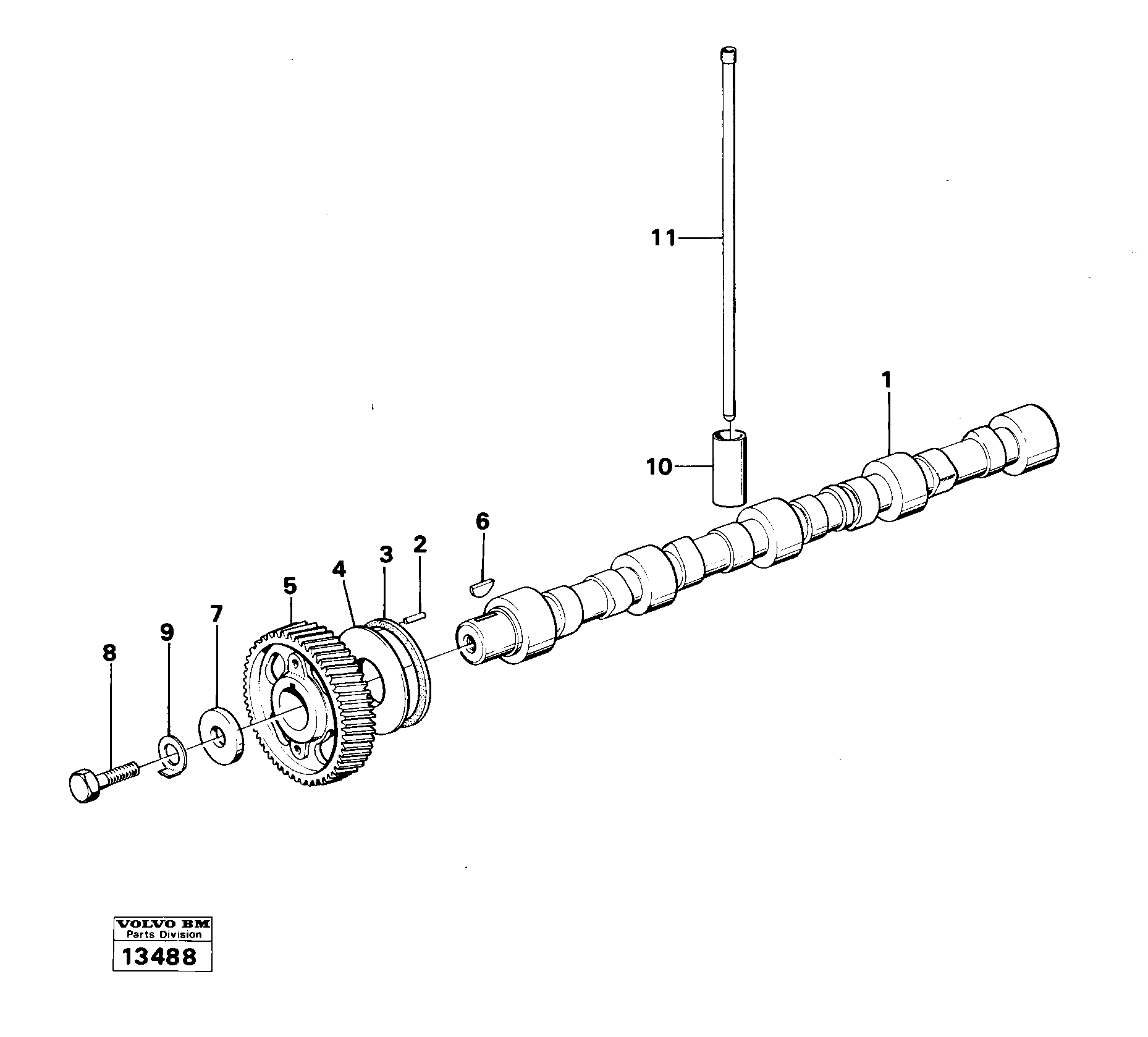 Схема запчастей Volvo 616B/646 616B,646 D45, TD45 - 19079 Распредвал 