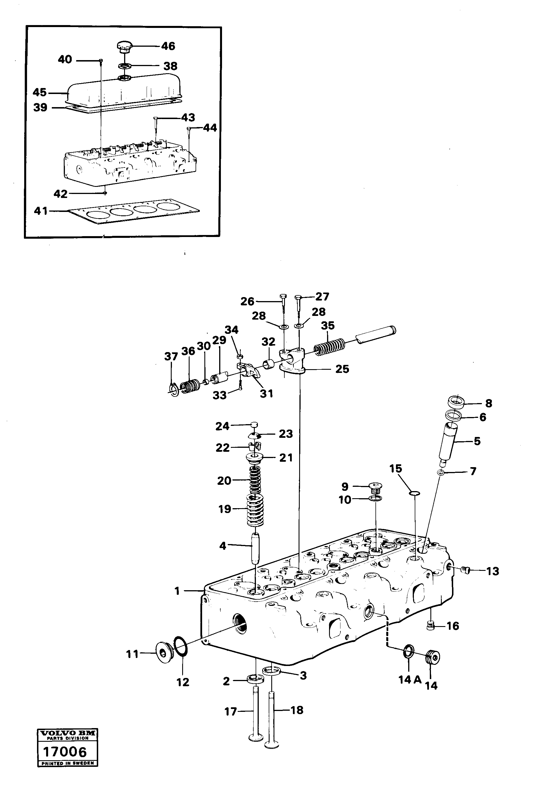 Схема запчастей Volvo 616B/646 616B,646 D45, TD45 - 19081 Головка блока цилиндров 