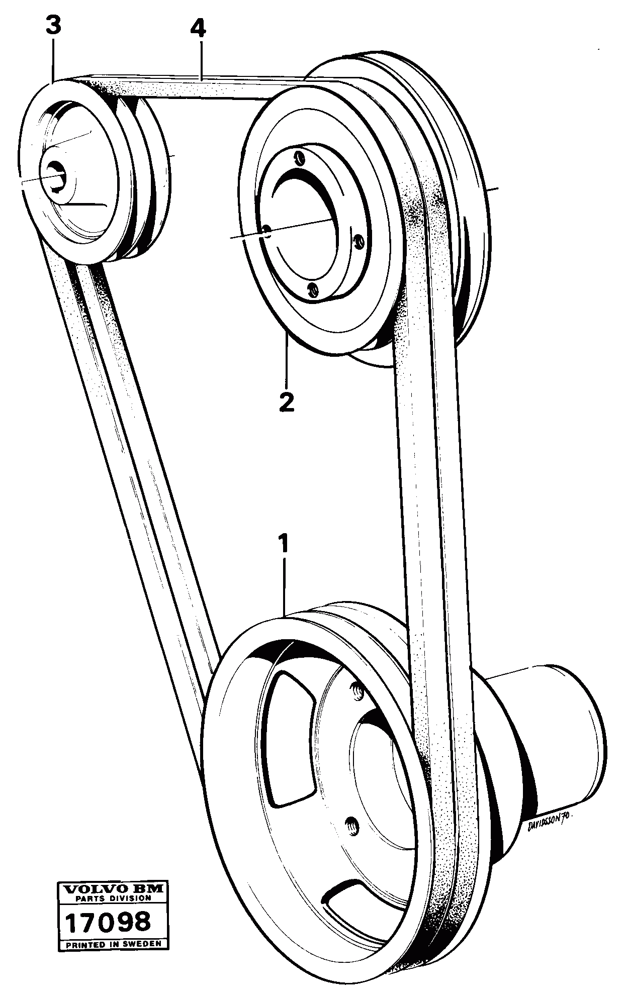 Схема запчастей Volvo 616B/646 616B,646 D45, TD45 - 28190 Belt transmission 