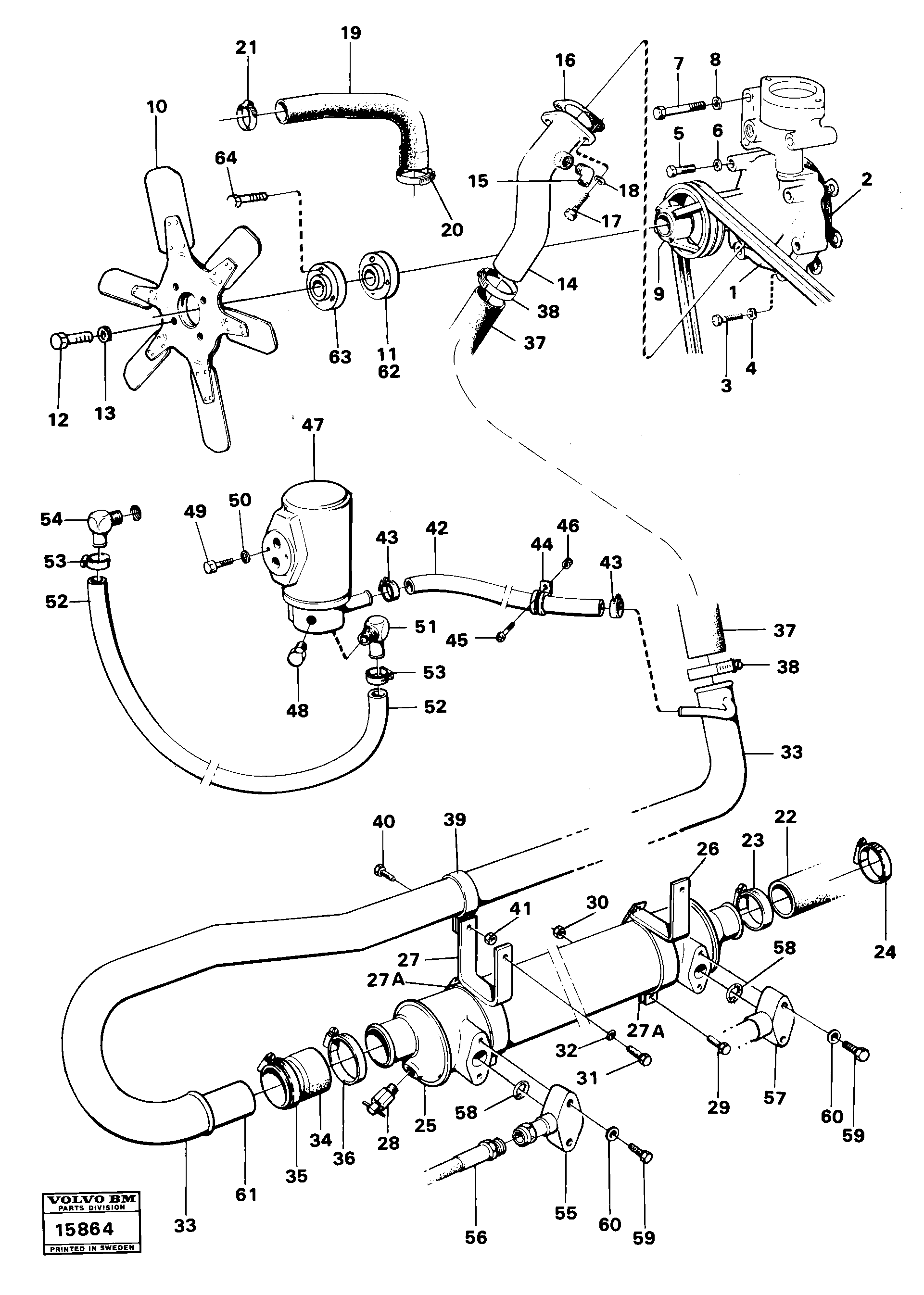 Схема запчастей Volvo 616B/646 616B,646 D45, TD45 - 85511 Система охлаждения 