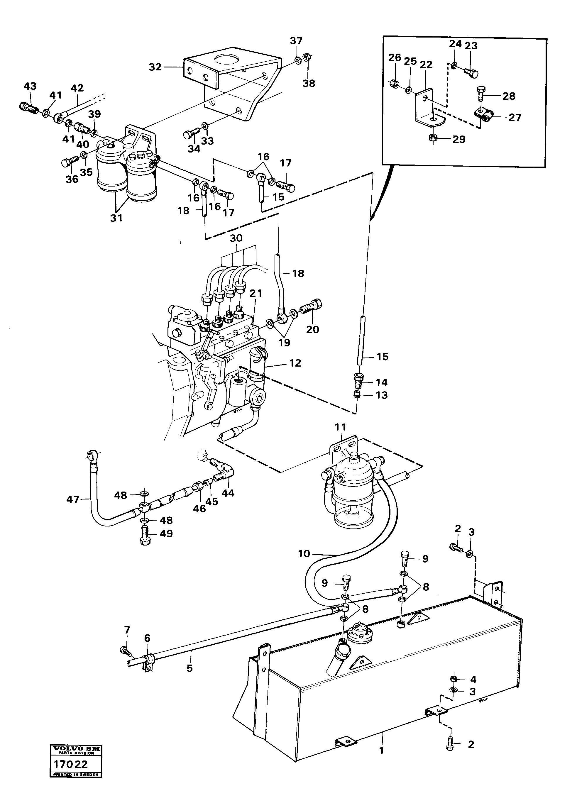 Схема запчастей Volvo 616B/646 616B,646 D45, TD45 - 19340 Fuel system mo-59799 