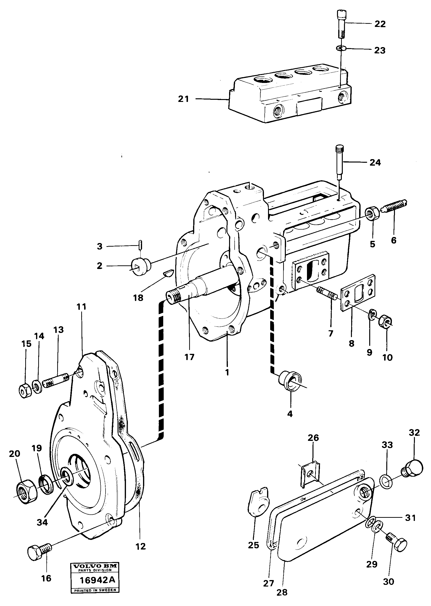 Схема запчастей Volvo 616B/646 616B,646 D45, TD45 - 19347 Fuel injection pump cmpl Prod Nr 16303,16304 