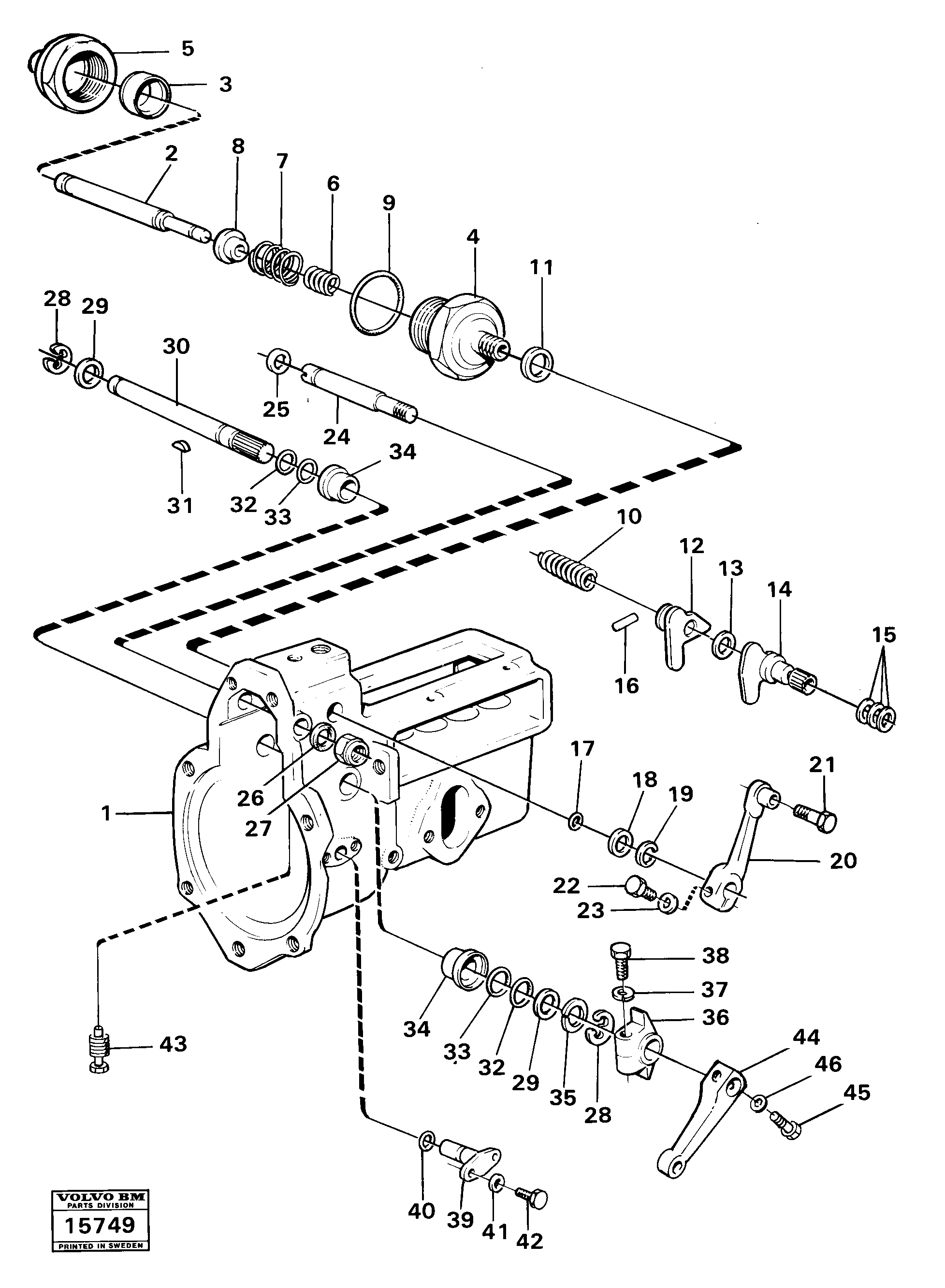 Схема запчастей Volvo 616B/646 616B,646 D45, TD45 - 19348 Fuel injection pump shafts Prod Nr 16204 