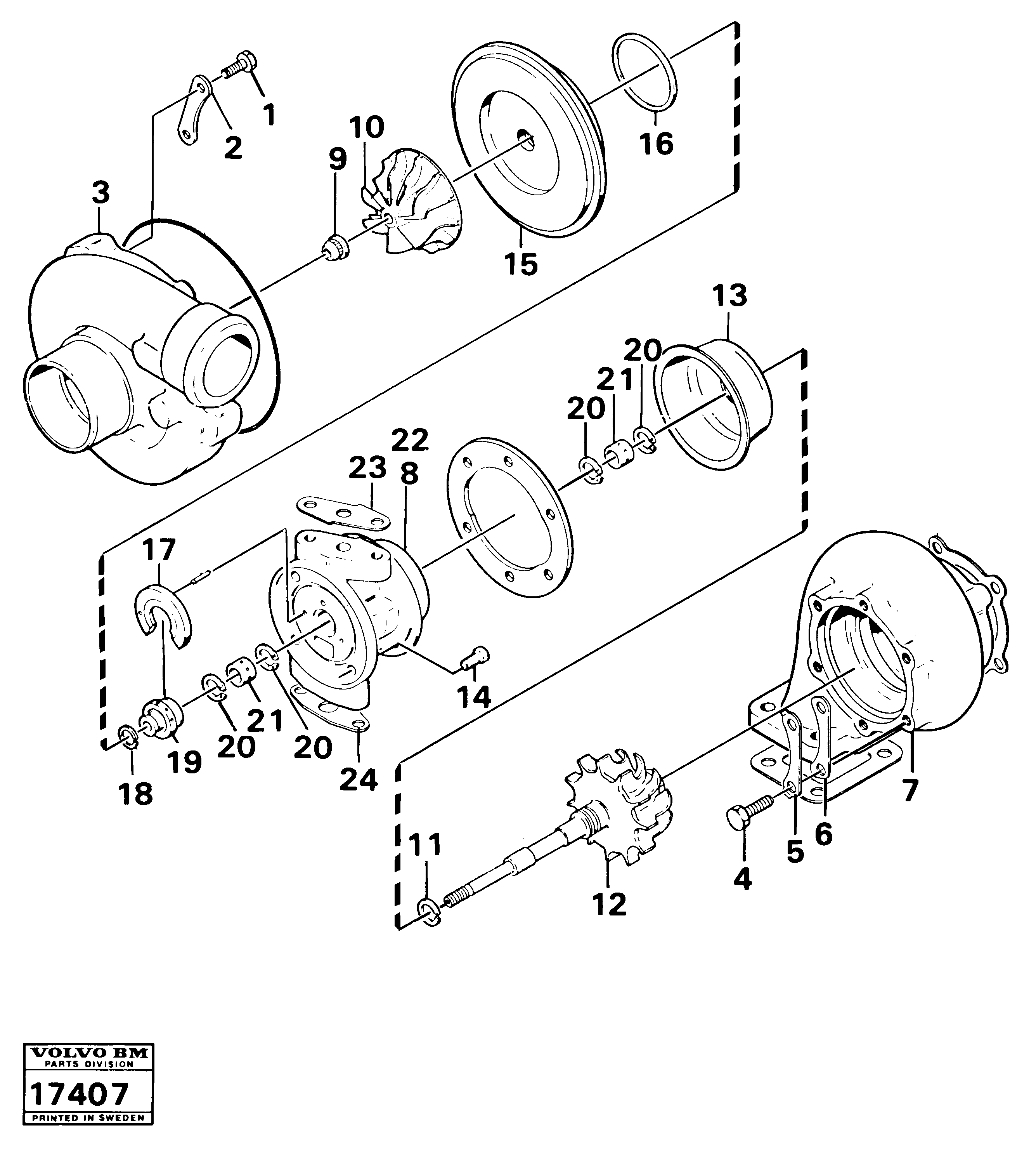 Схема запчастей Volvo 616B/646 616B,646 D45, TD45 - 19467 Turbokompressor mo 61464- 