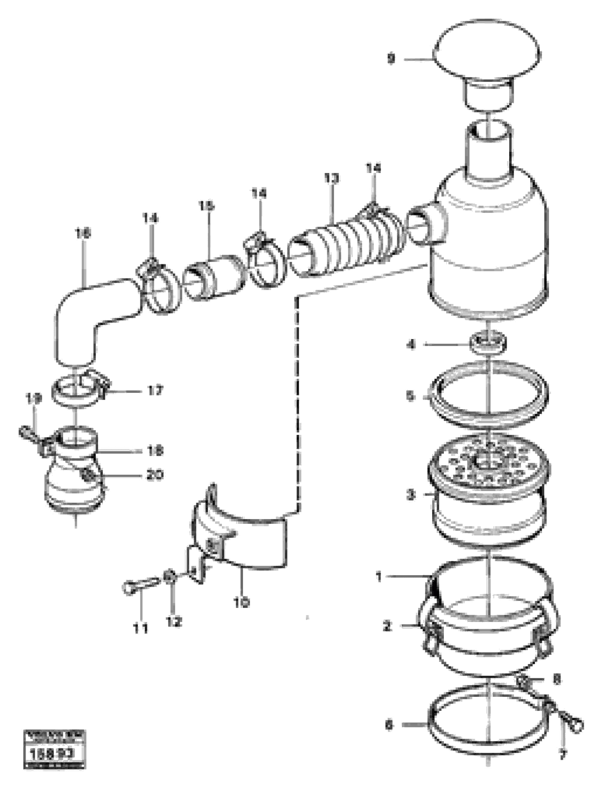 Схема запчастей Volvo 616B/646 616B,646 D45, TD45 - 38642 Oil-bath filter 98579, -80 99761, 99831 