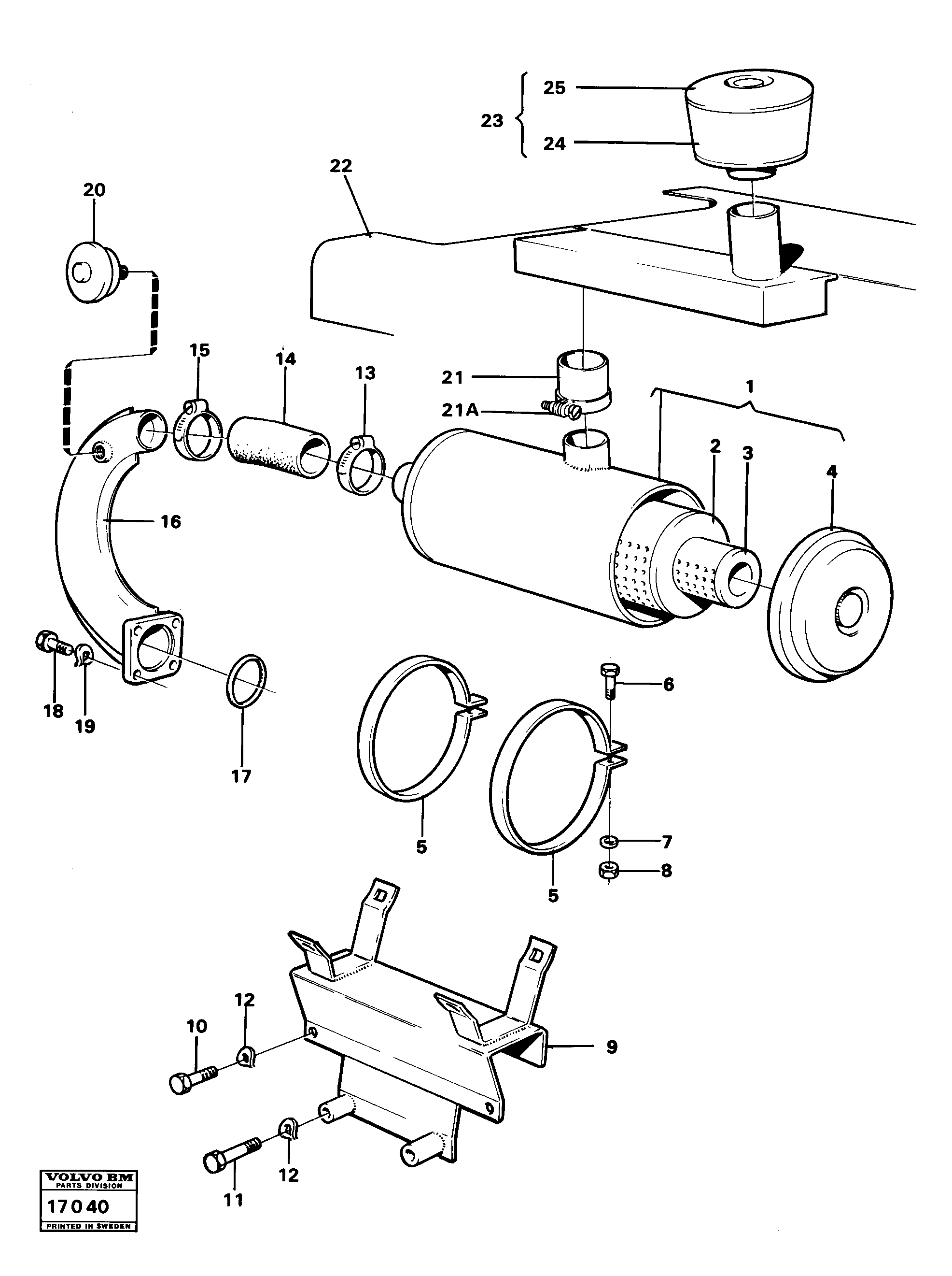 Схема запчастей Volvo 616B/646 616B,646 D45, TD45 - 67829 Inlet system,d45 prod nr 36107,36117 